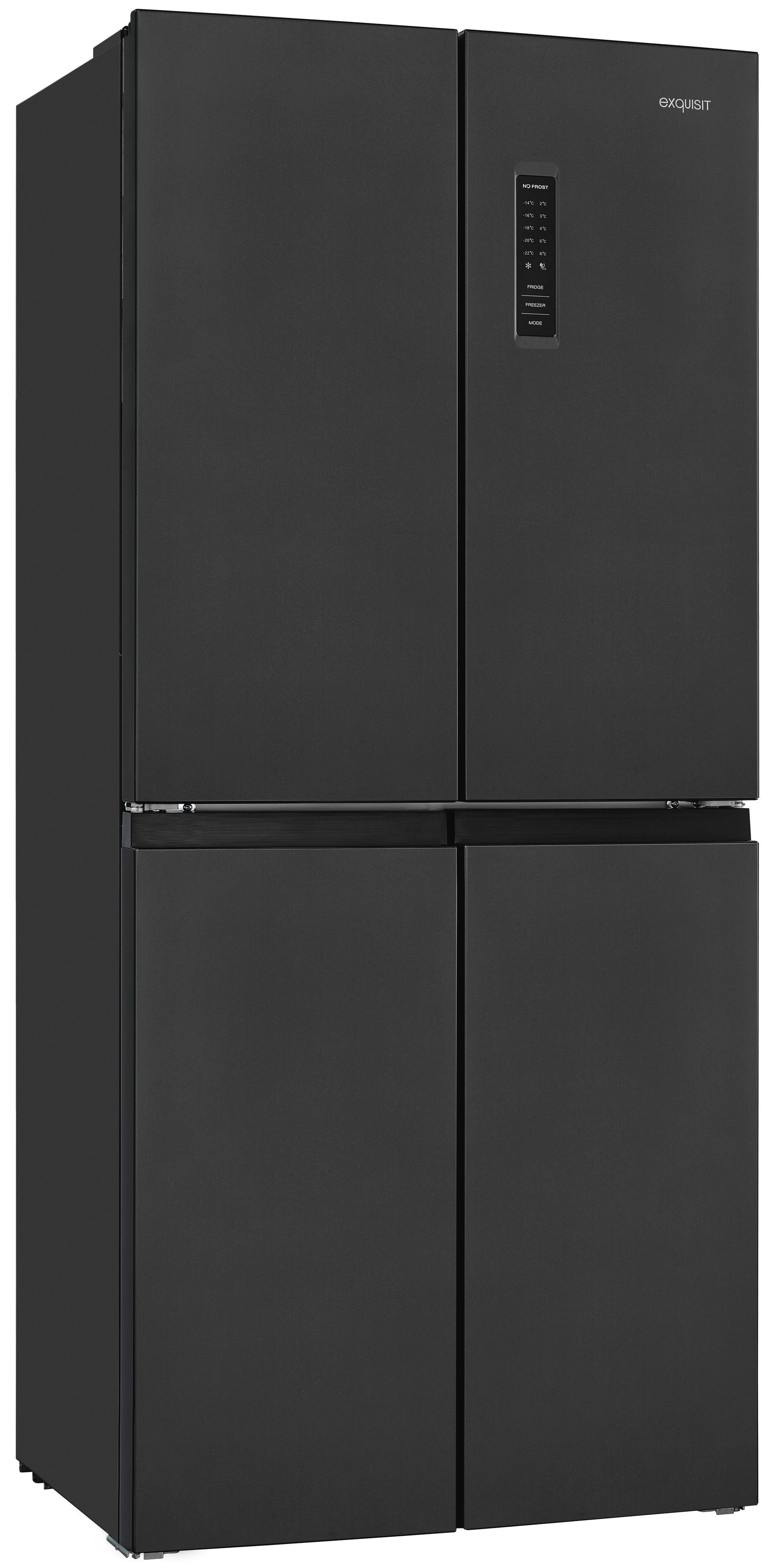 exquisit Multi Door MD365-125-040D inoxlook-az, 180 cm hoch, 79 cm breit, Kein Abtauen nötig: 362 L No-Frost Kühl-Gefrier-Kombi mit LED