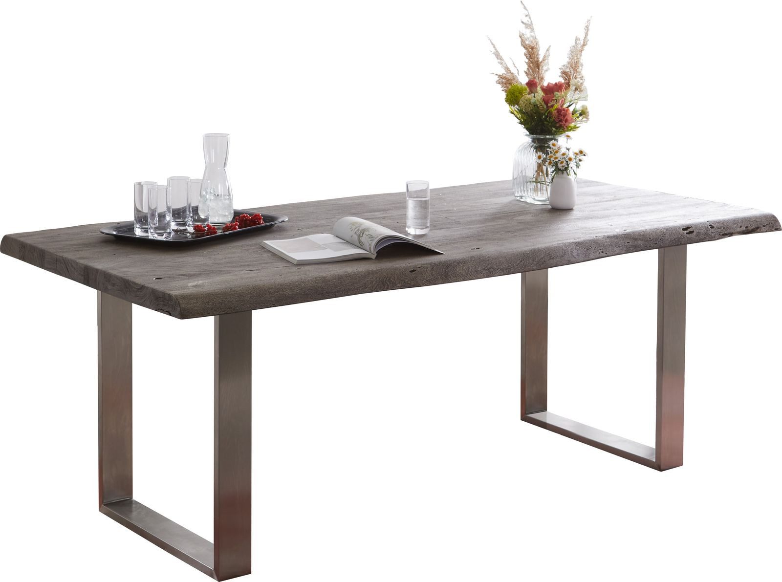DELIFE Esstisch Edge, Akazie Platin 180x90 günstig online kaufen