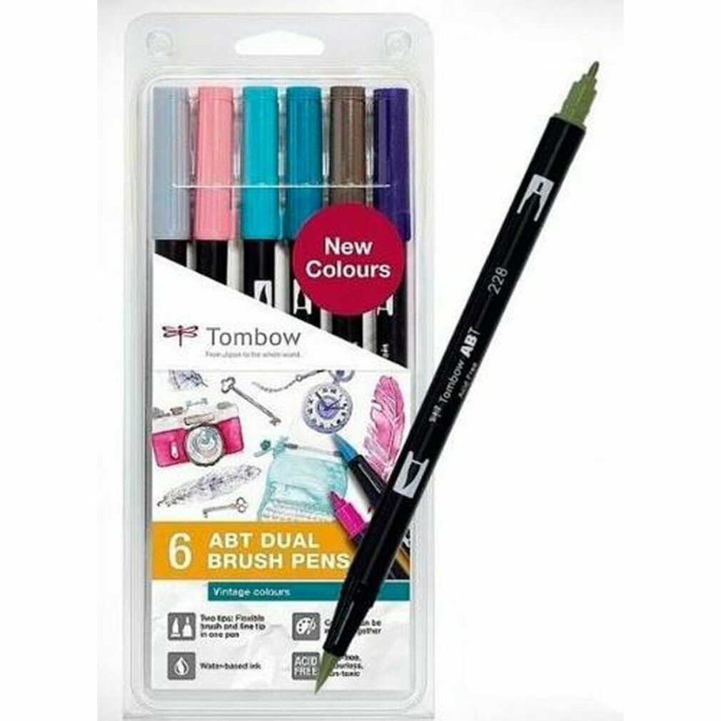 TOMBOW Маркеры Fasermaler ABT Dual Brush Pen 6er Vintage Colours