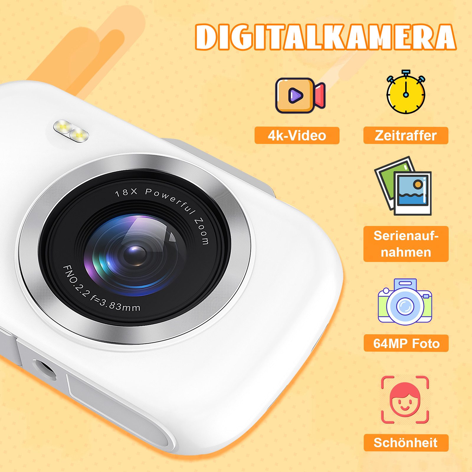 Fine Life Pro Digitalkamera G7 - A - Hochwertige Kamera mit 64MP Kompaktkamera (und 4K-Ultra-HD-Aufzeichnung für atemberaubende Fotos und Videos)