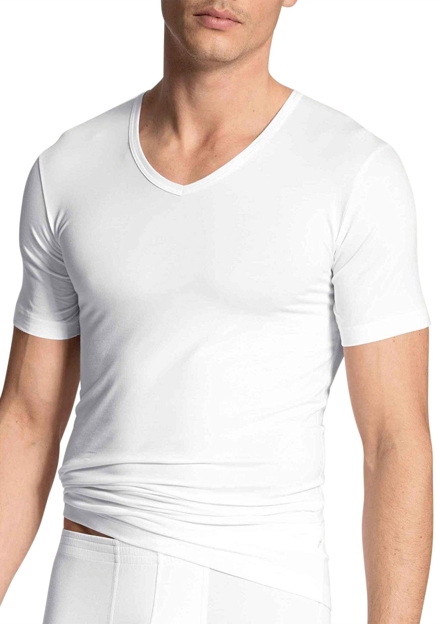CALIDA Kurzarmshirt Focus V-Ausschnitt, Single Jersey, flache Nähte, elastisch, weich