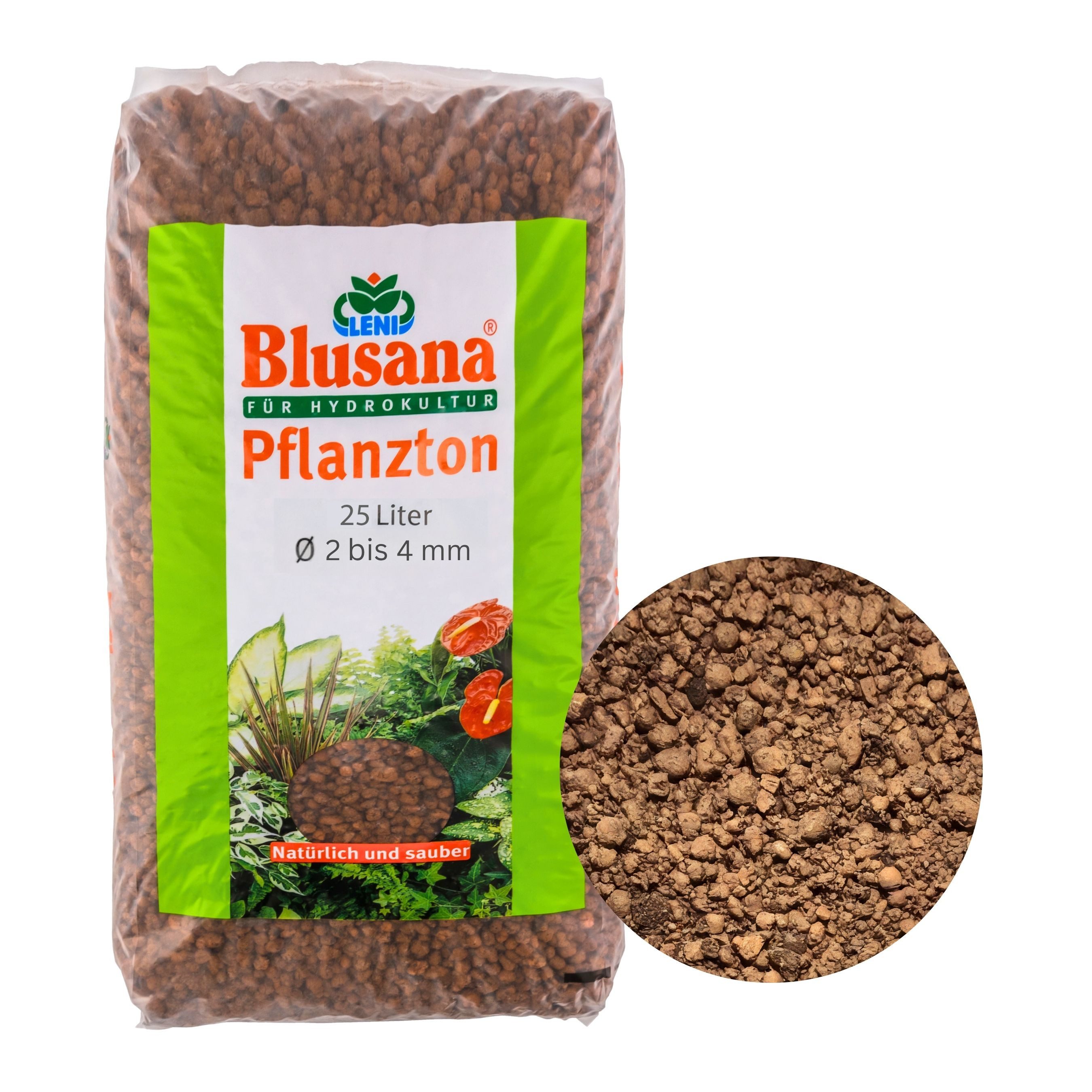 Blusana Pflanzgranulat Blusana Pflanzton Körnung 2-4 mm 25 l Sack 2-4 mm, für Hydro & Hydroponik Systeme, Drainage, Bodenauflockerung, Dekor