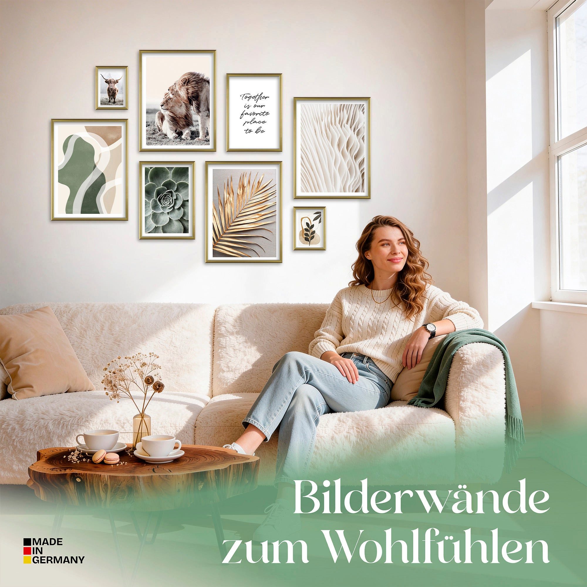 ARTFAVES Bilder-Collage Poster Set Abstract Nature I mehrteilige Bilderwand I Wandbilder Beige, (Wandbilder modern, 8 St)