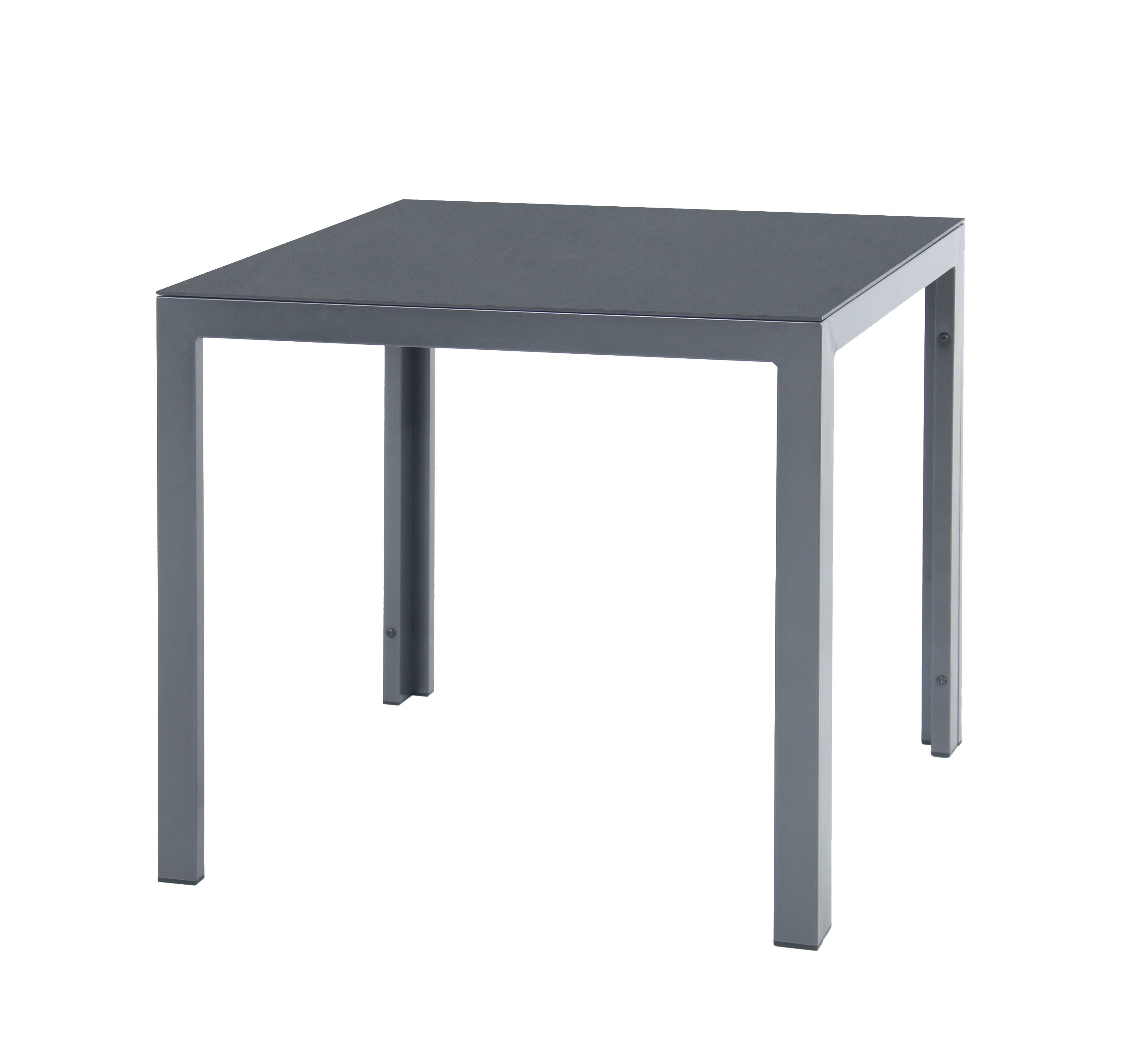 MANDALIKA Garden Gartentisch Dining Tisch Luna 80x80x74 cm Dekorglas Steinoptik