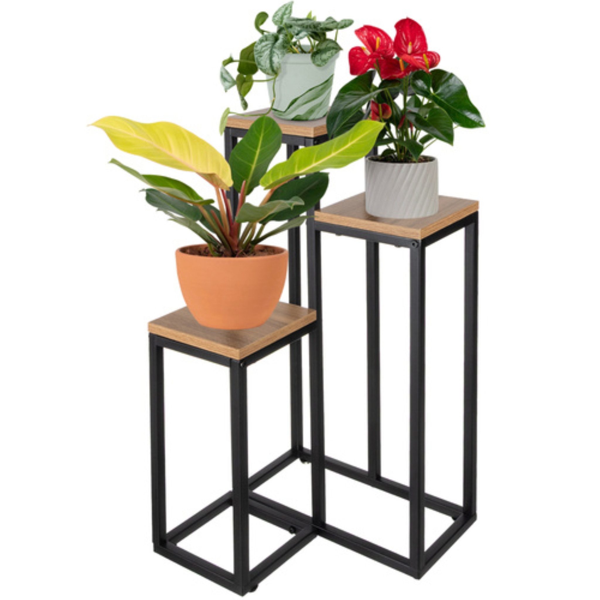 Ruhhy Blumenständer 3-stöckiger Metall-Blumenständer mit Nivellierfüßen, günstig online kaufen