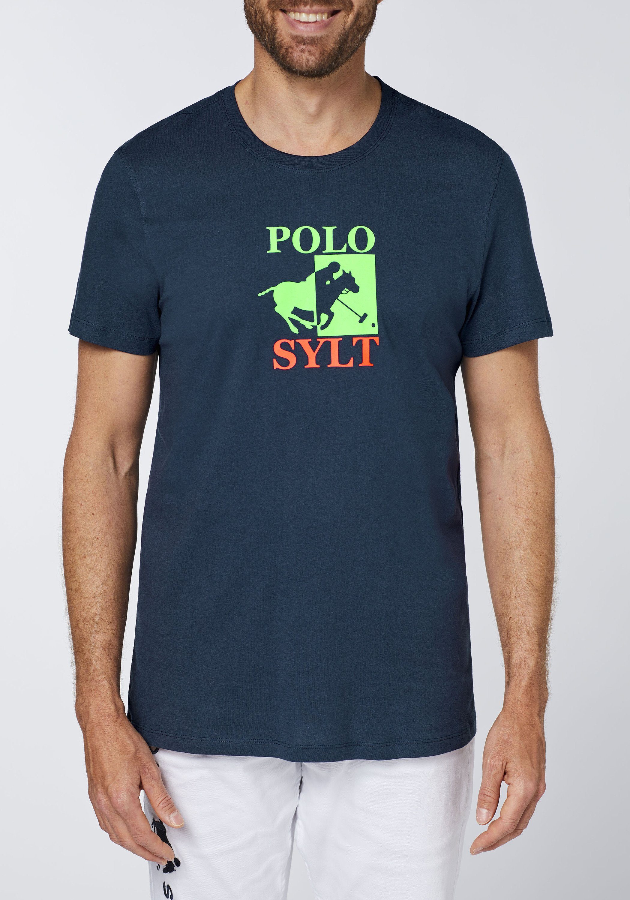 Print-Shirt 19-4010 großem Polo mit Total Logoprint Sylt Eclipse
