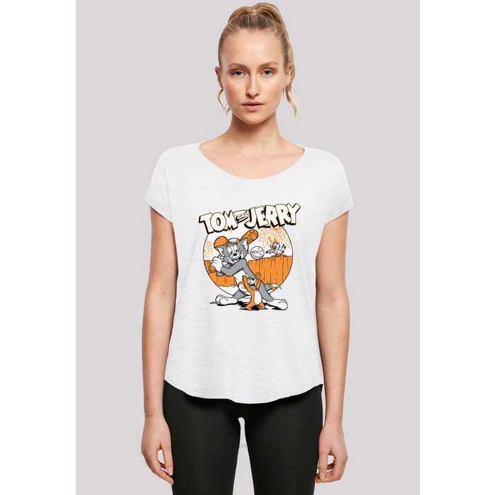 F4NT4STIC T-Shirt Long Cut T-Shirt Tom and Jerry TV Serie Play Baseball Damen Premium Merch Lang Longshirt Bedruckt