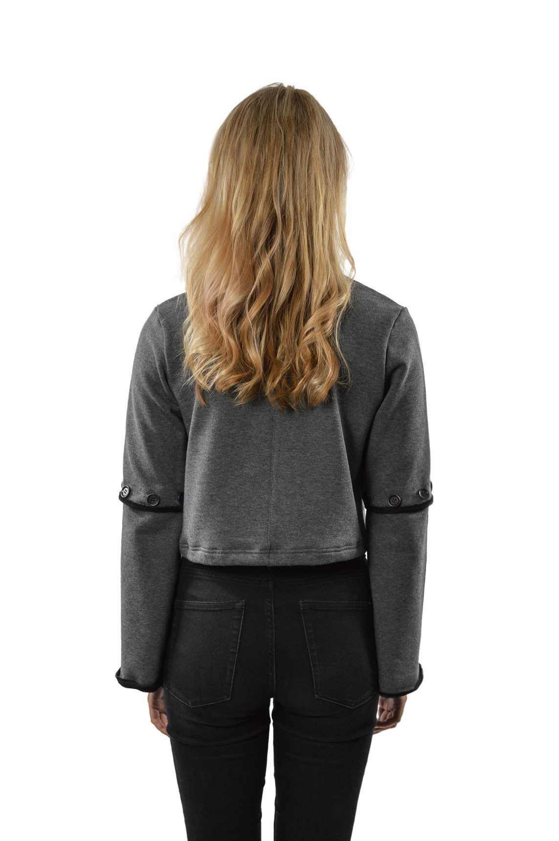 EMPIRE-THIRTEEN Stehkragenpullover LADIES SWEATER "DAISY" Ärmel mit Knöpfen