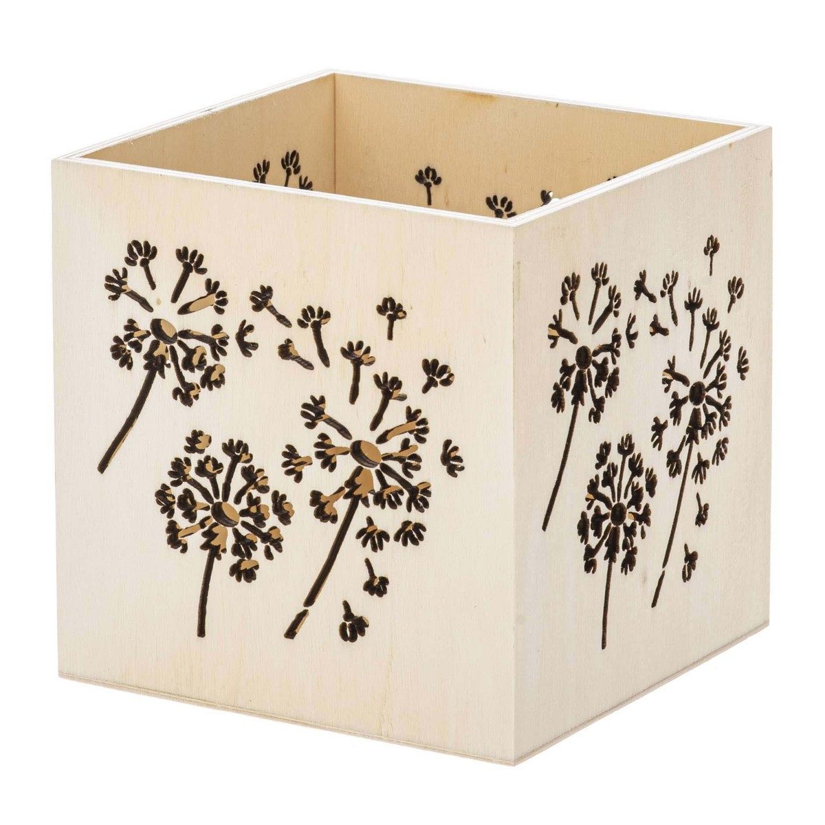 Glorex Windlicht GLOREX Windlicht Pusteblumen 10x10x10cm