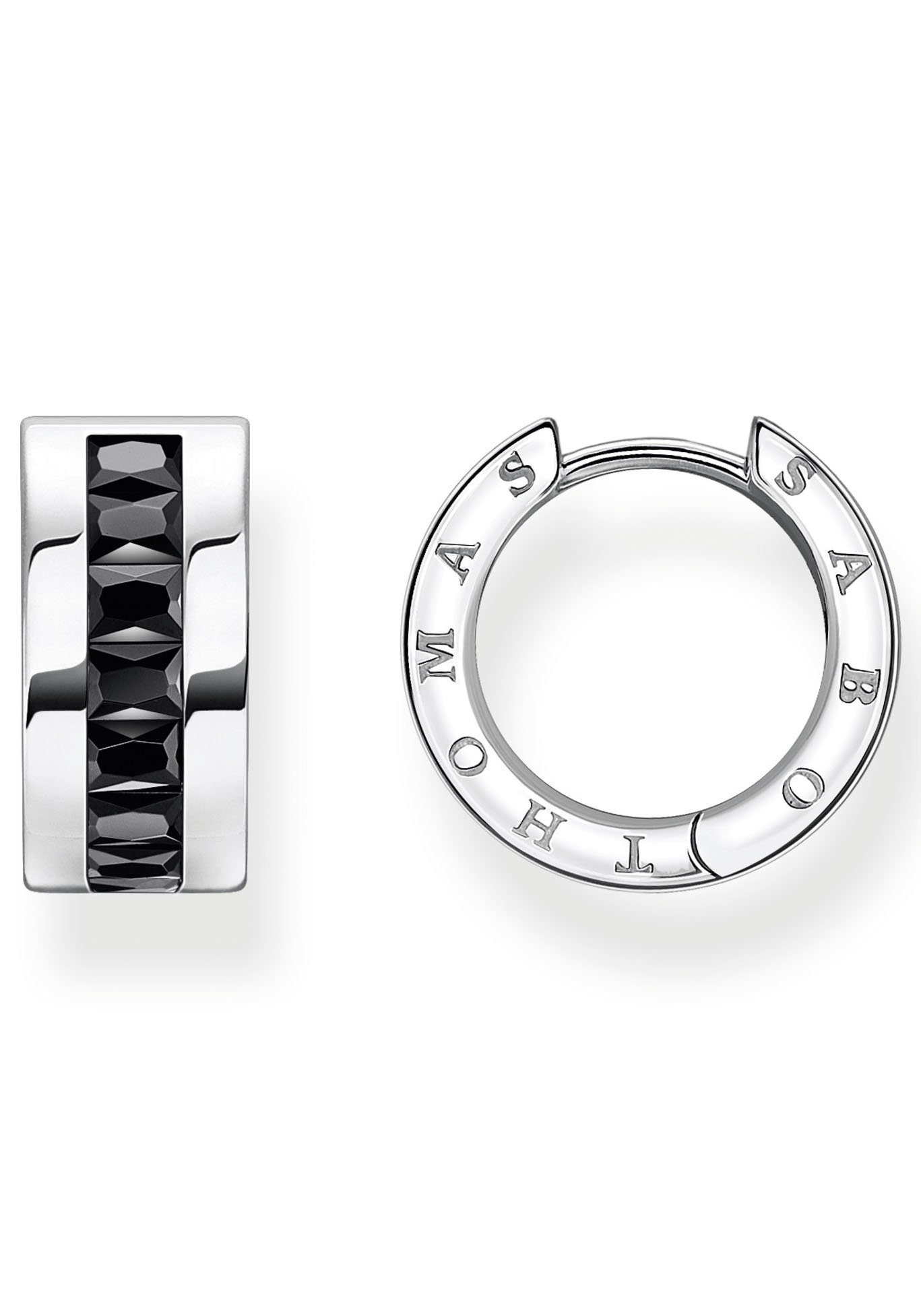 THOMAS SABO Steine Paar weiße zeitlos: stilvolle, Design steinbesetzte CR670-643-11, CR670-051-14, pavé, Creolen Creolen Elegantes mit (synth), Zirkonia schwarze Steine ist Pavé