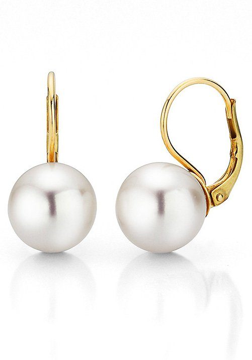 Firetti Paar Серьги Schmuck Geschenk Gold 375 Ohrschmuck Patentbrisur Perle, Made in Germany - mit Süßwasserzuchtperle