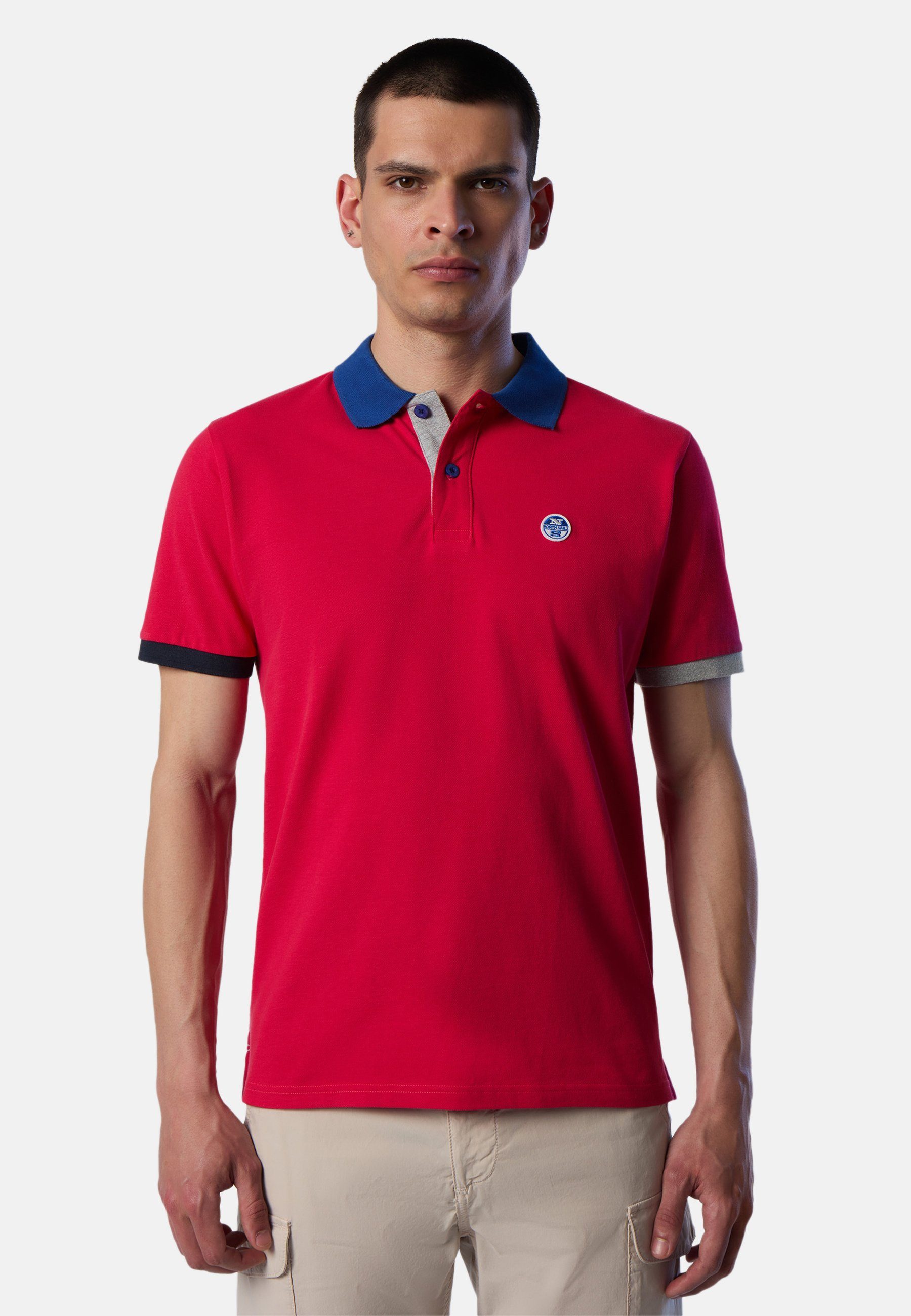 Bio-Baumwolle klassischem RED aus Poloshirt mit Design North Poloshirt Sails