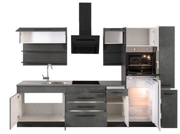 HELD MÖBEL Küchenzeile Tulsa, ohne E-Geräte, Breite 320 cm, schwarze Metallgriffe, MDF Fronten