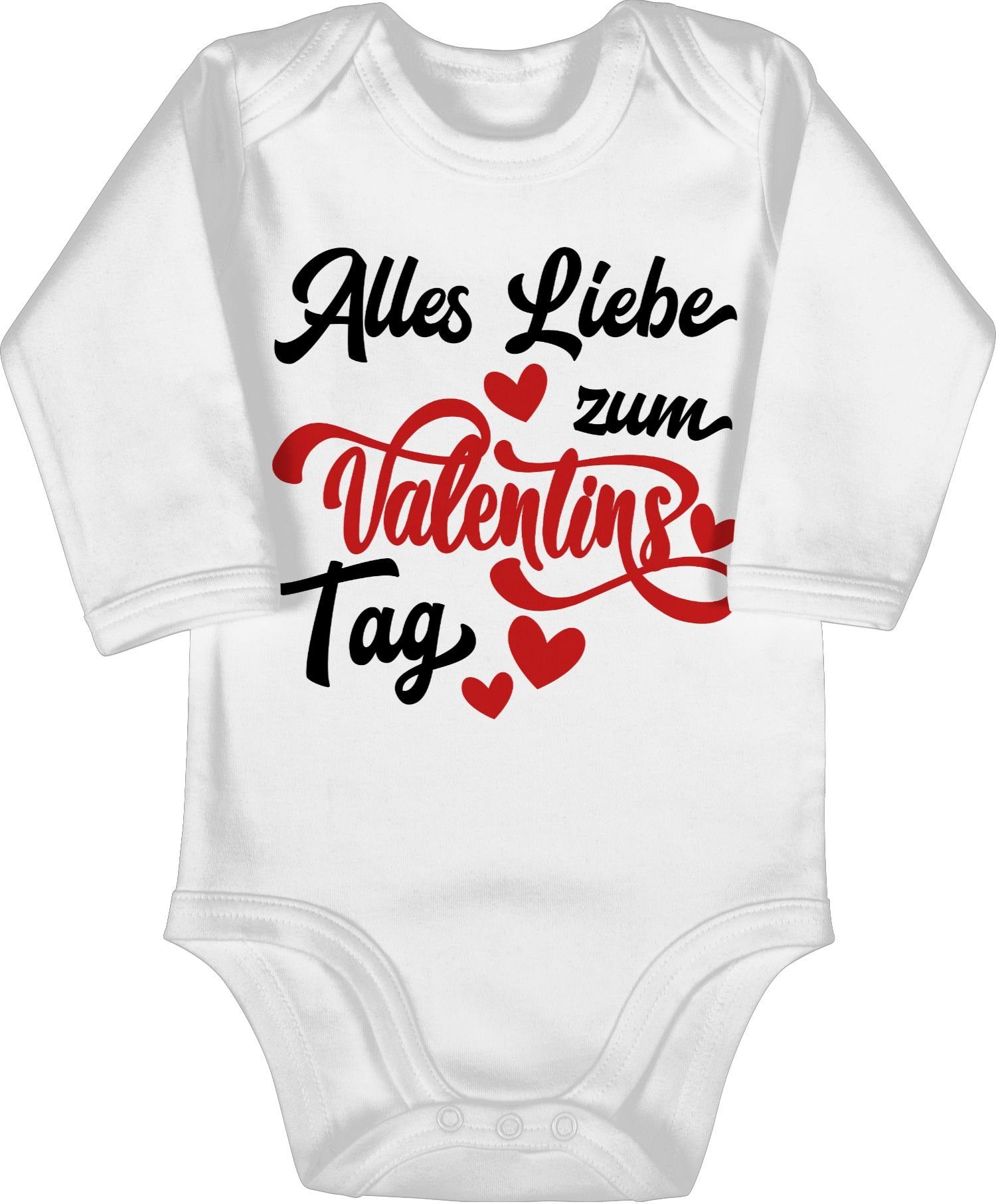 1 - liebe Weiß Shirtbody zum Shirtracer Valentinstag Geschenk Valentinstag Alles rot/schwarz Baby