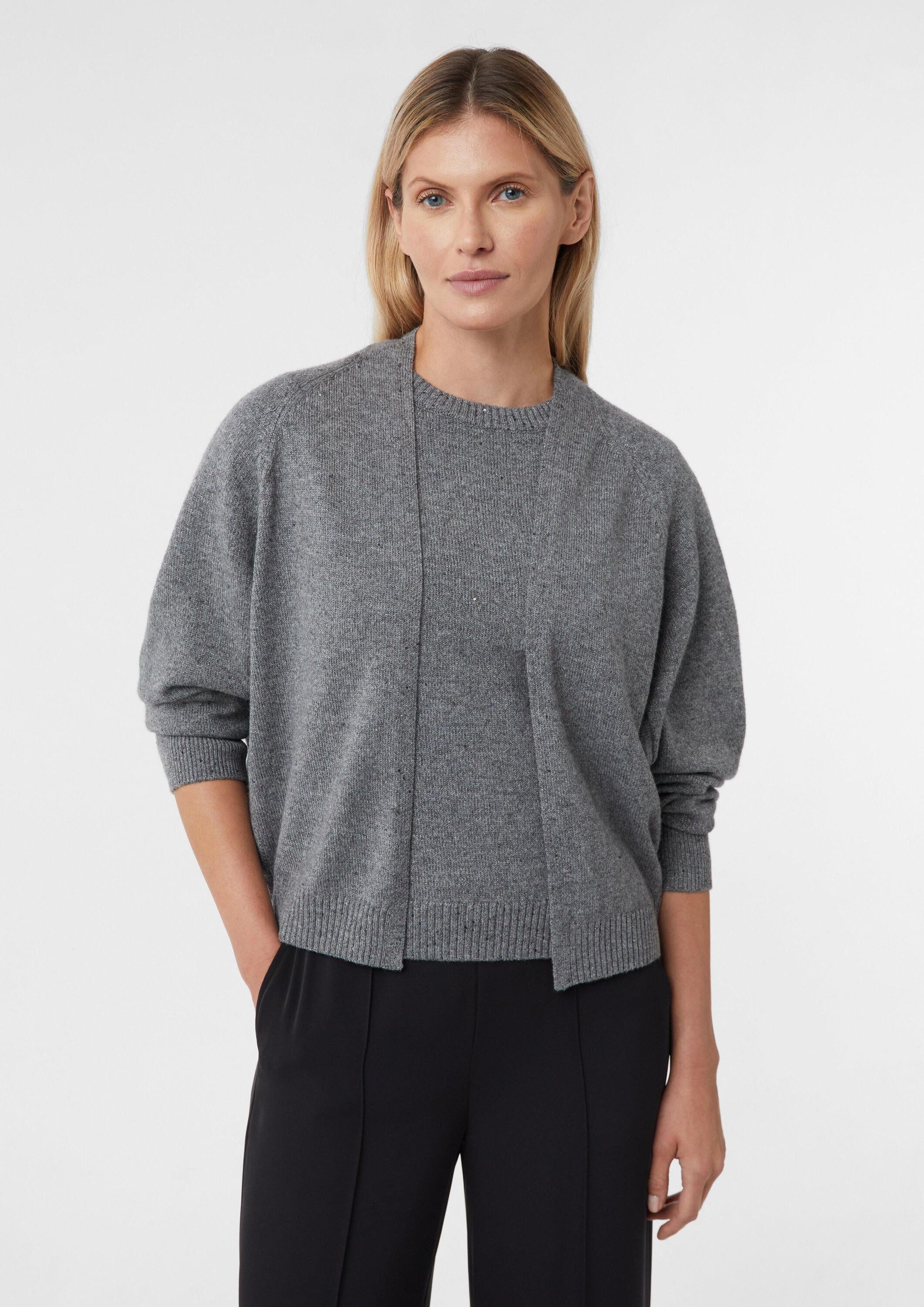 comma Cardigan Strickjacke Cardigan mit Glitzergarn und Fledermausärmeln