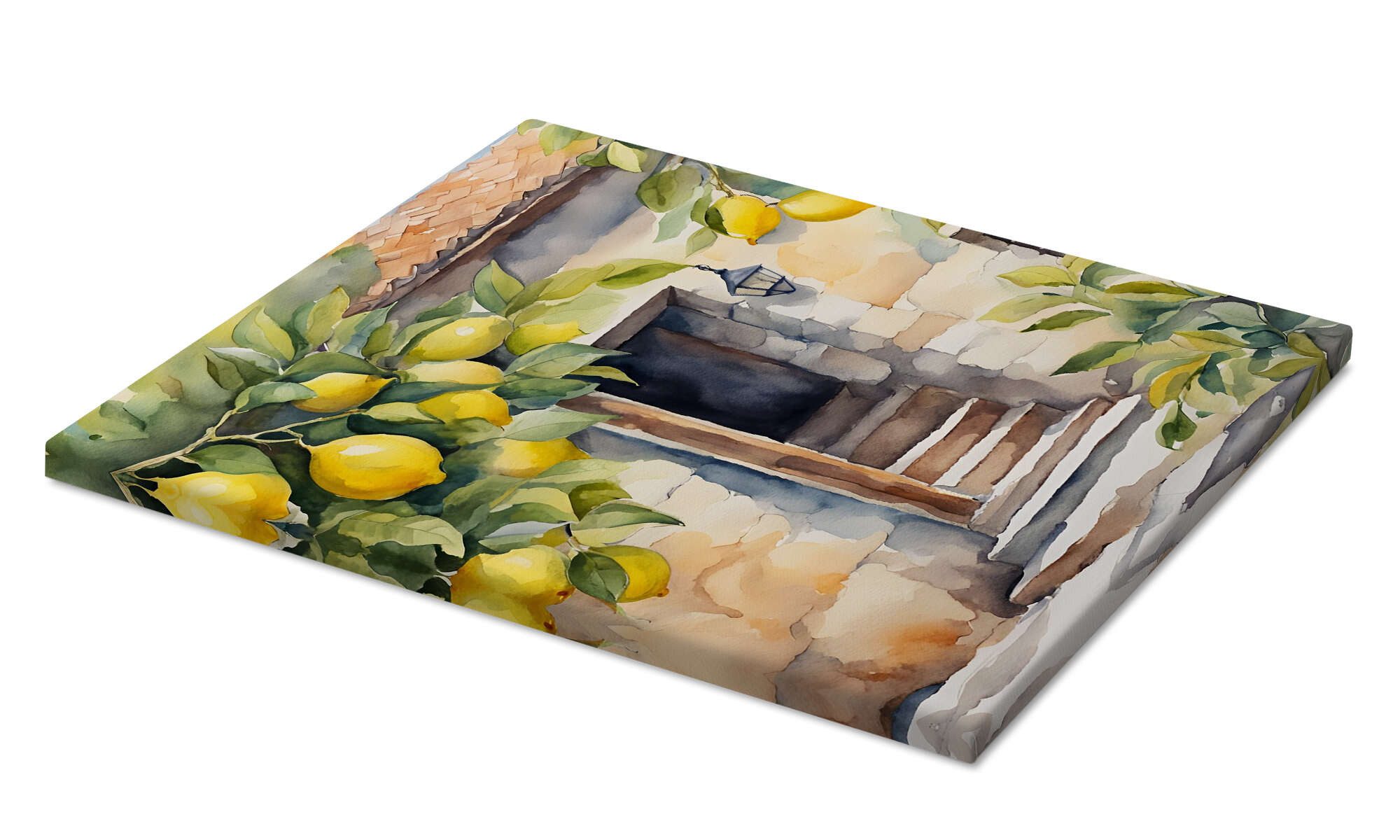 Posterlounge Wandbild Zitronenbaum vor Natursteinhaus, Ohkimiko, erhältlich als Poster, Leinwandbild, Wandsticker oder Acrylglasbild