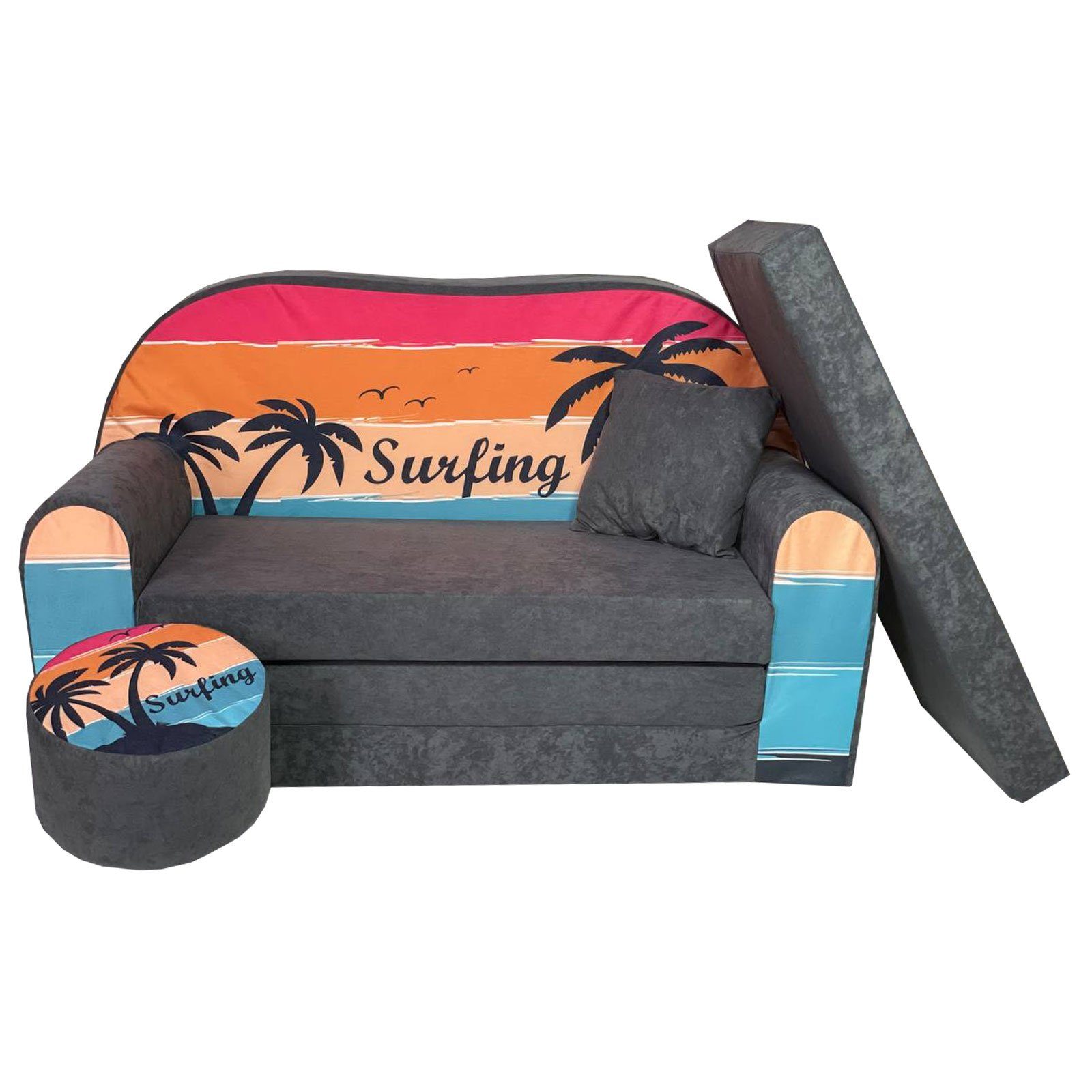 FORTISLINE Kindersitzgruppe Kindersofa Kindercouch Aufklappen Bettfunktion günstig online kaufen