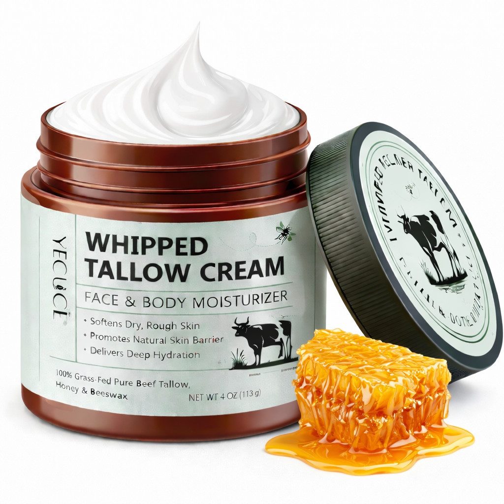 NEXGEN LUXUS SCHÖNHEIT & HAUTPFLEGE Hautcreme Gesicht Creme Tallow Rindertalg Honig Beef Hautpflegecreme 120 g Packung, 1-tlg., Aufgeschlagene Honigcreme Langanhaltende Feuchtigkeit Pflege