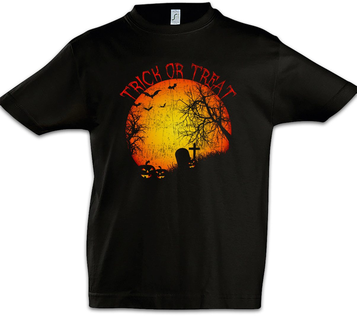 Print-Shirt Trick Or Treat Kinder T-Shirt Friedhof Grab Graveyard Halloween