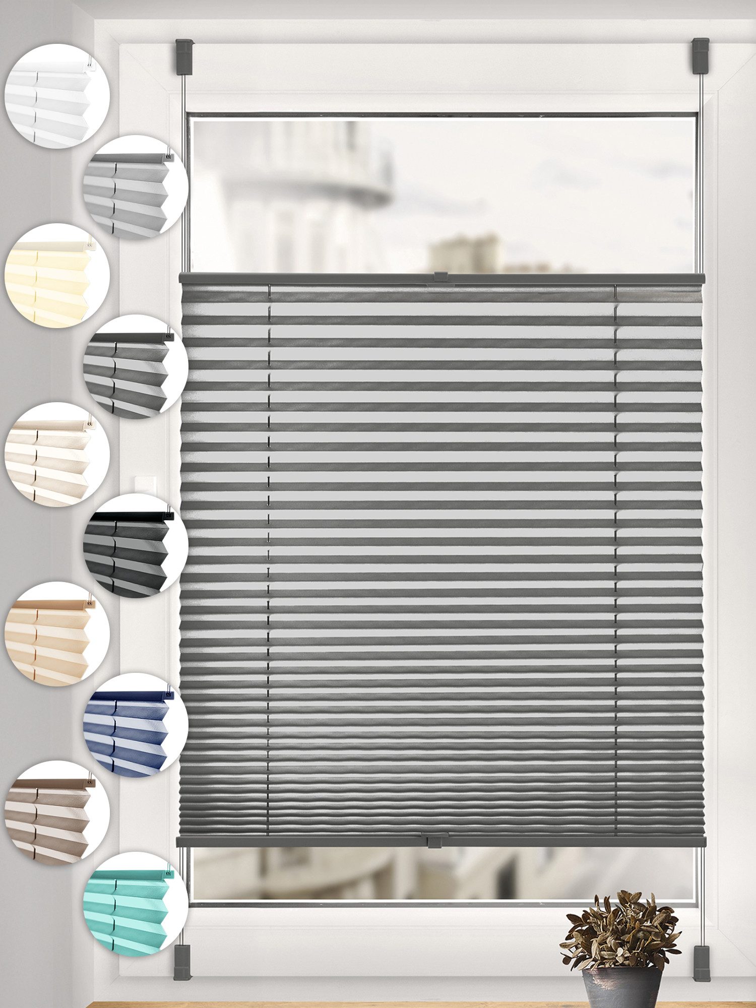 Sonello Plissee Klemmfix ohne Bohren, blickdicht, Klemmfix, verspannt, 30cm x 100cm Anthrazit/Dunkelgrau Faltrollo, Easyfix, Blickdicht, Lichtschutz Sonnenschutzrollo verspannt, Jalousie Rollo für Fenster & Tür, einfache Montage, in verschiedenen Farben und Größen