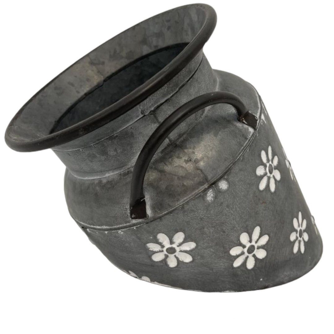 Figurendiscounter Dekofigur Deko 1/2 Zinkkanne grau