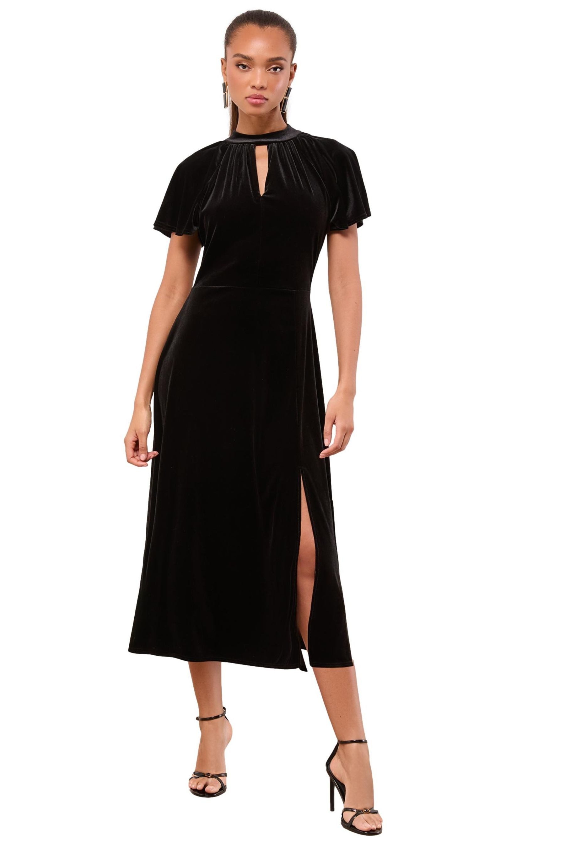 LIPSY Midikleid Lipsy Kurzärmeliges Samt-Midikleid, Regular (1-tlg) günstig online kaufen