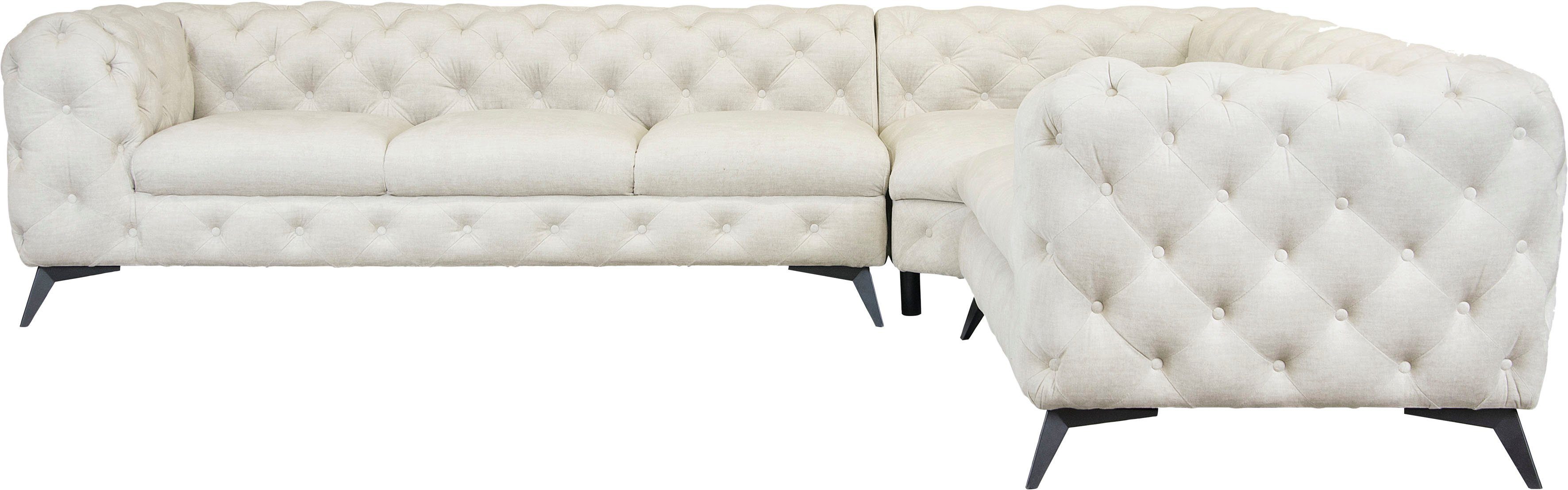 Leonique Chesterfield-Sofa "Ecksofa GLYNIS L-Form mit Wellenunterfederung, günstig online kaufen
