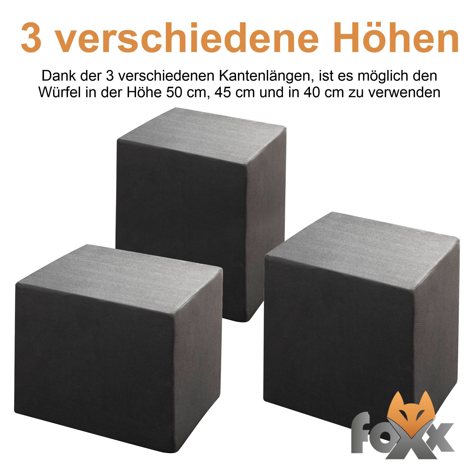 Foxx Polsterhocker Bandscheibenwürfel Stufenbett/Lagerungswürfel, [40x35x30cm, ohne Bezug], zur Entlastung der Bandscheiben