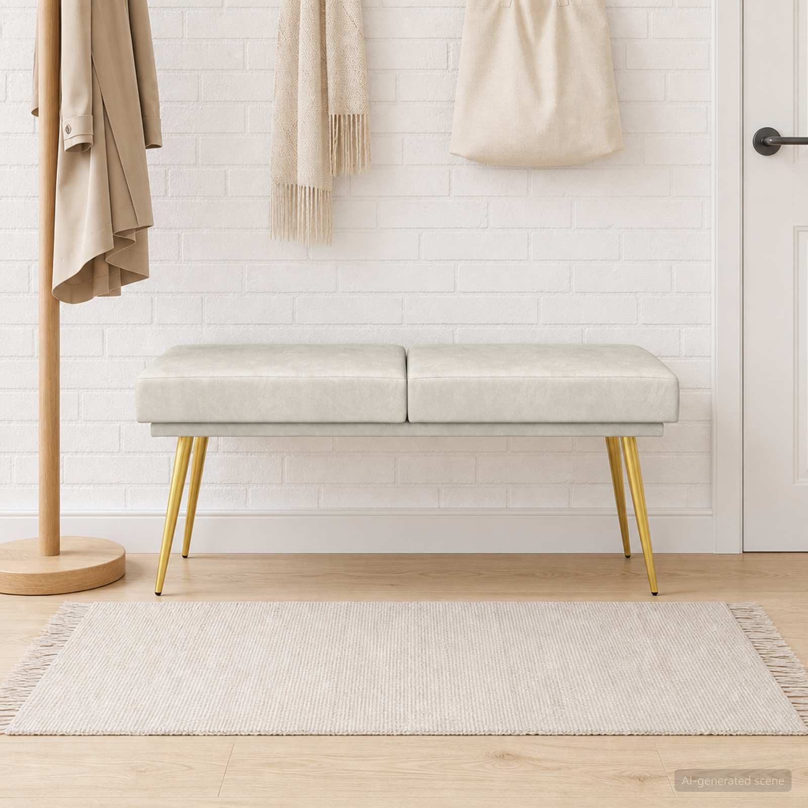 vidaXL Sitzbank Doppellagige Bank Creme 120 x 45 x 46 cm Samt (1-St)