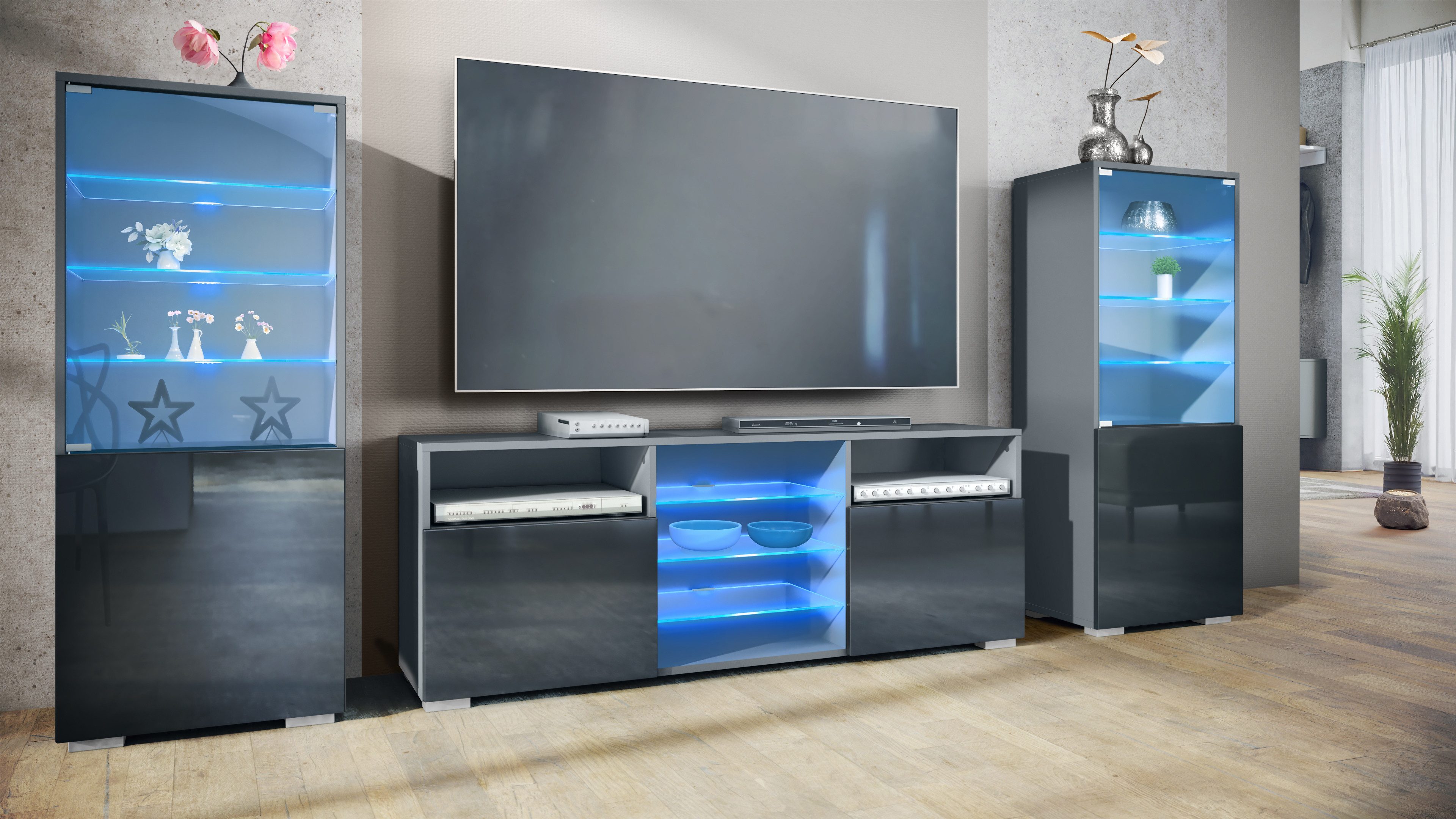 Vladon Wohnwand Granada, (Anbauwand, bestehend aus 2 Vitrinen, 1 TV-Board u günstig online kaufen