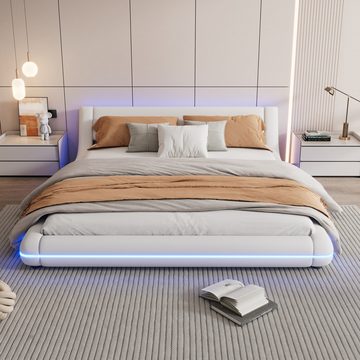 MODFU Polsterbett Bodenbett, LED-Umgebungslicht, 24-Tasten-Fernbedienung (160*200cm Flachbett), ohne Matratze