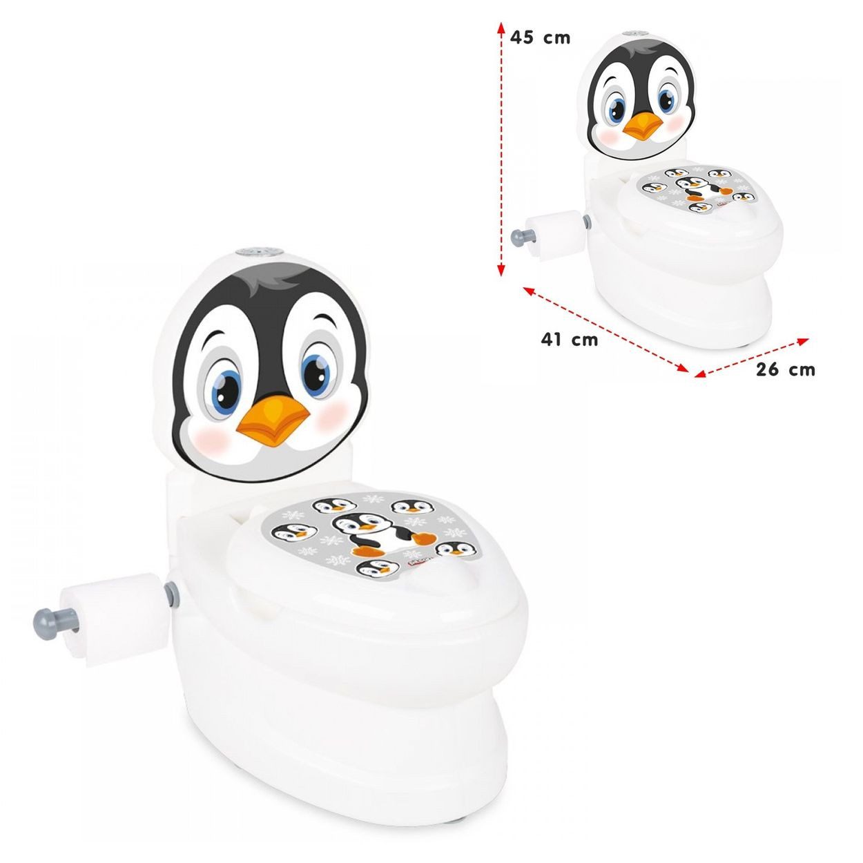 Pilsan Töpfchen Töpfchen Pinguin 07565, Musik Licht Toilettenpapierhalter Deckel Behälter