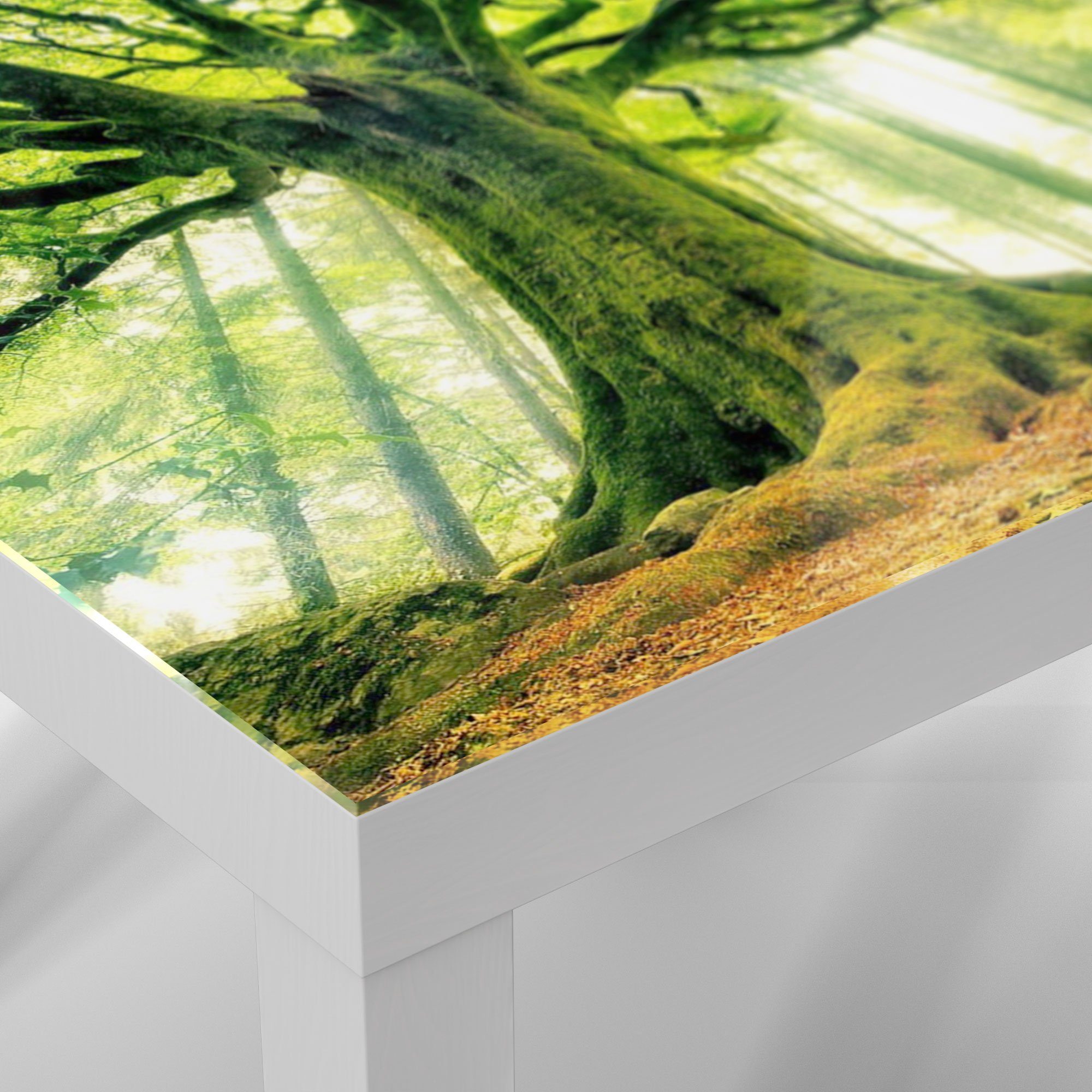 DEQORI Weiß Beistelltisch Baum', modern Couchtisch Glas 'Eindrucksvoller Glastisch