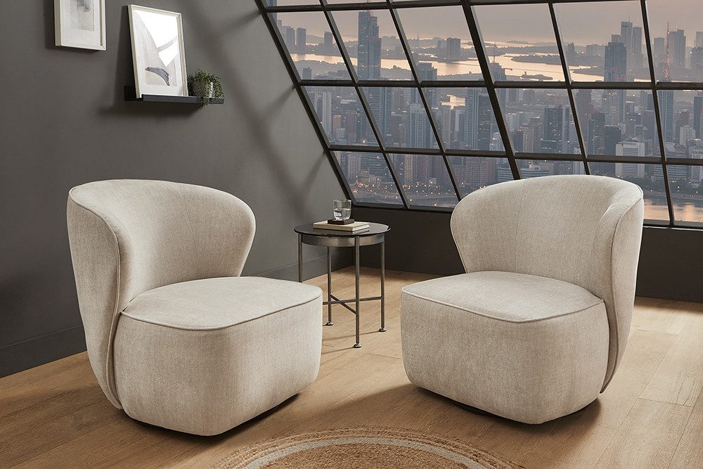 riess-ambiente Drehsessel GATSBY beige - Samt, 360° drehbar, Polsterung, Rundumbezug, montiert (Einzelartikel, 1-St), Stilvoller Sitz - ideal für Wohn- & Schlafzimmer, Lofts oder Lounges