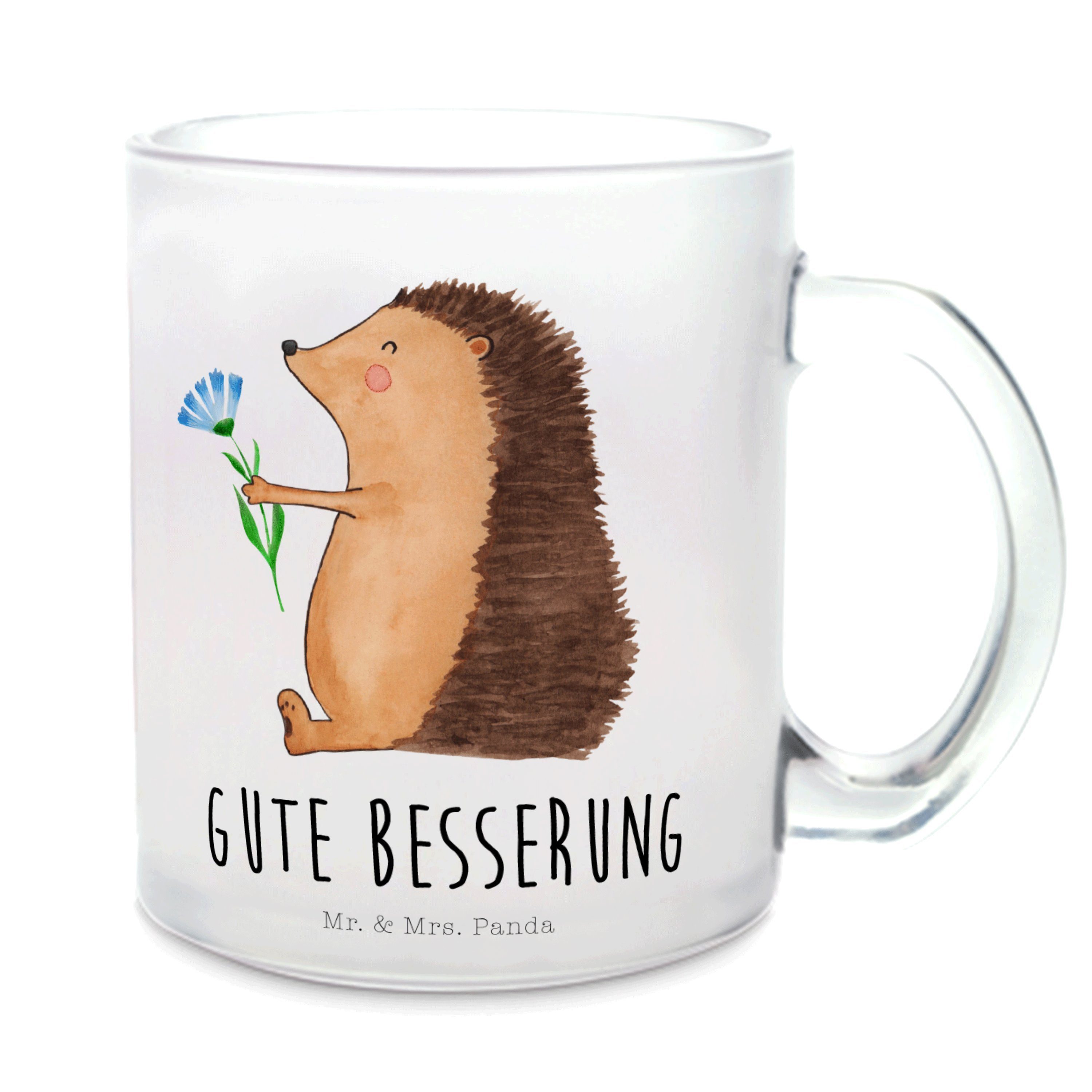 Mr. & Mrs. Panda Teeglas »Igel mit Blume Transparent Geschenk