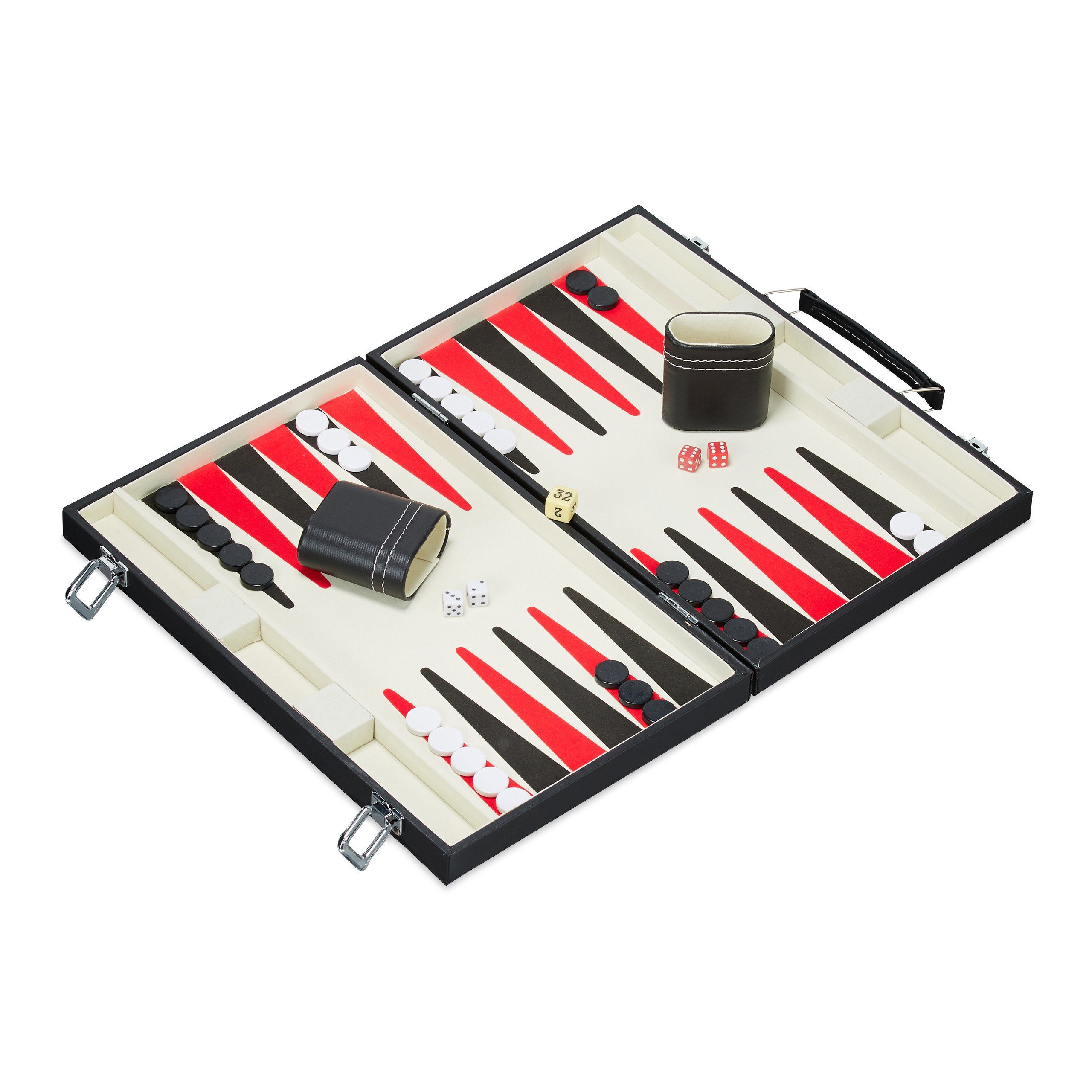 relaxdays Spielesammlung Backgammon Koffer, Backgammon