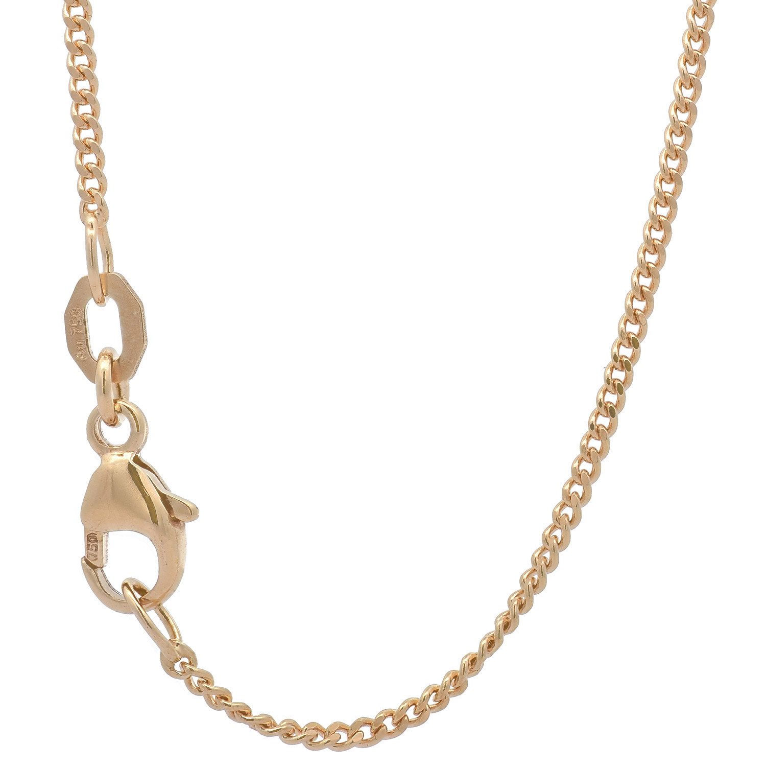 HOPLO Panzerkette Goldkette Panzerkette Halskette Breite 1,3 mm 40 cm 750- 18 Karat Gold, Made in Germany