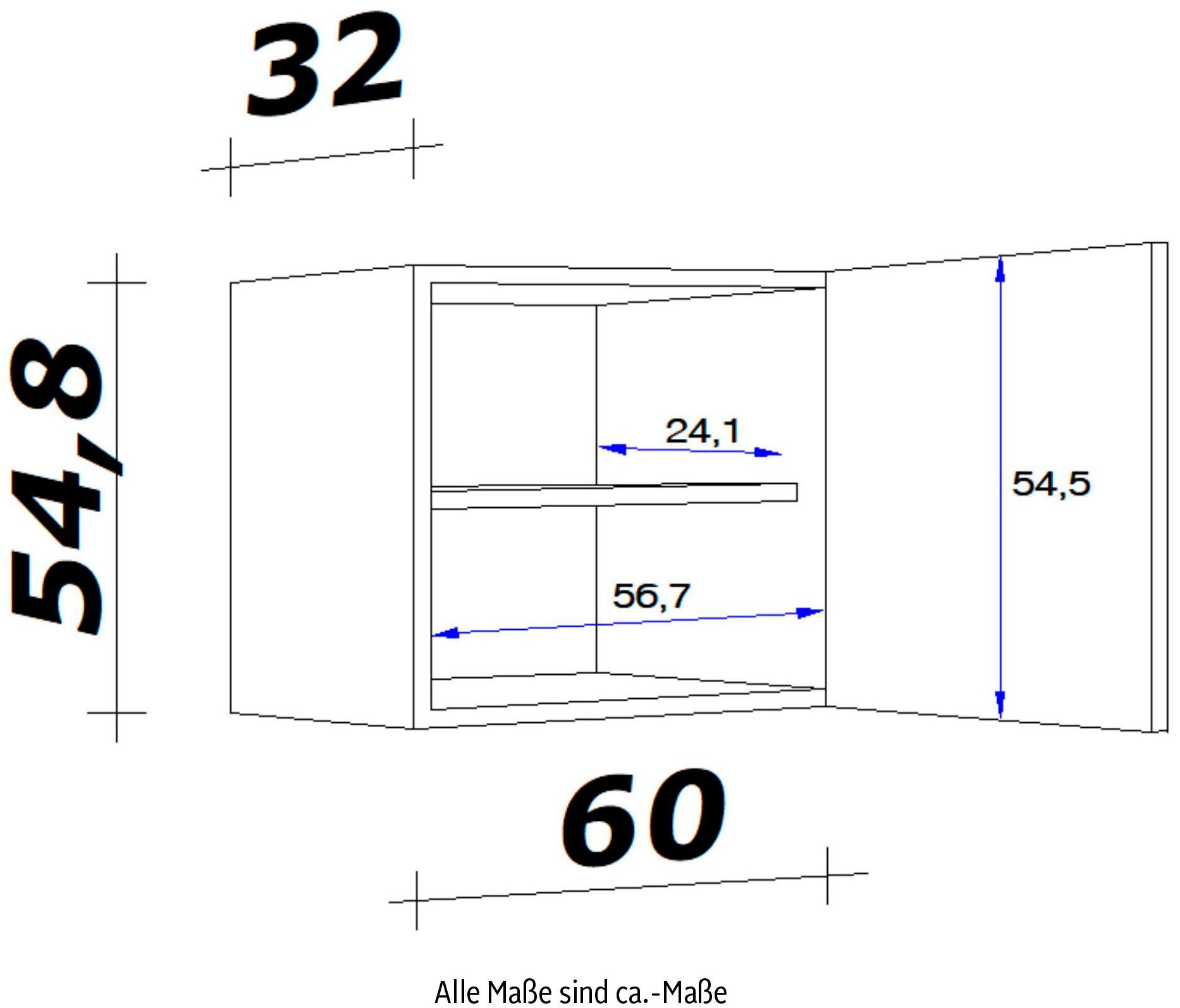 Flex-Well Hängeschrank Vintea (B x cm, Metallgriffen H 54,8 mit T) x 60 x x 32