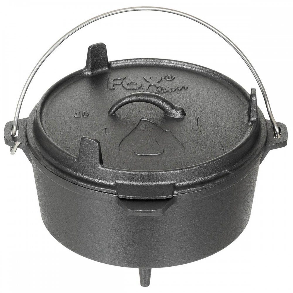 FoxOutdoor Feuertopf Feuertopf, Dutch Oven, Gusseisen, ca. 3,8 l, Gusseisen (Set, 2-tlg)