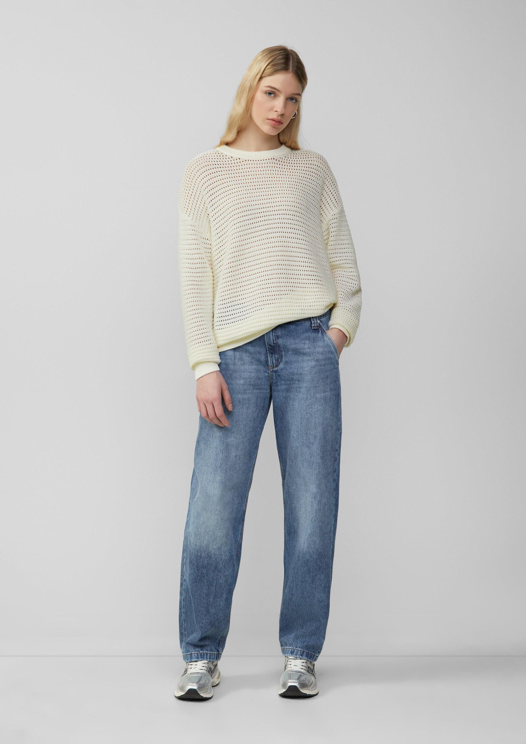 QS Longpullover Strickpullover Unisex Pullover mit Ajourmuster