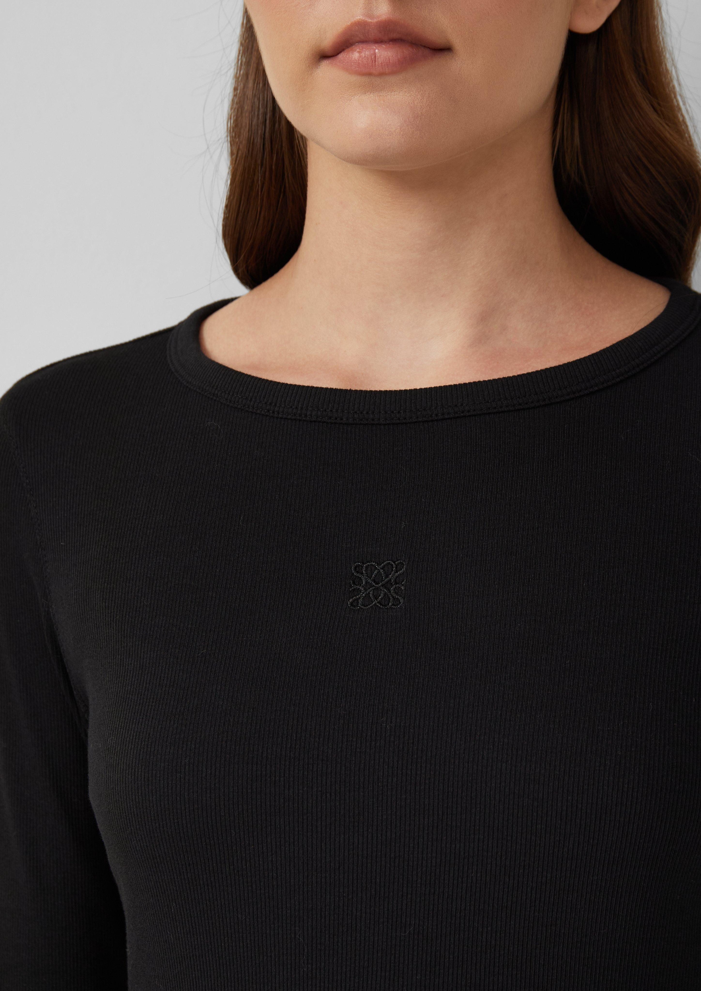 s.Oliver Langarmshirt Ripp-Langarmshirt mit Stickerei günstig online kaufen