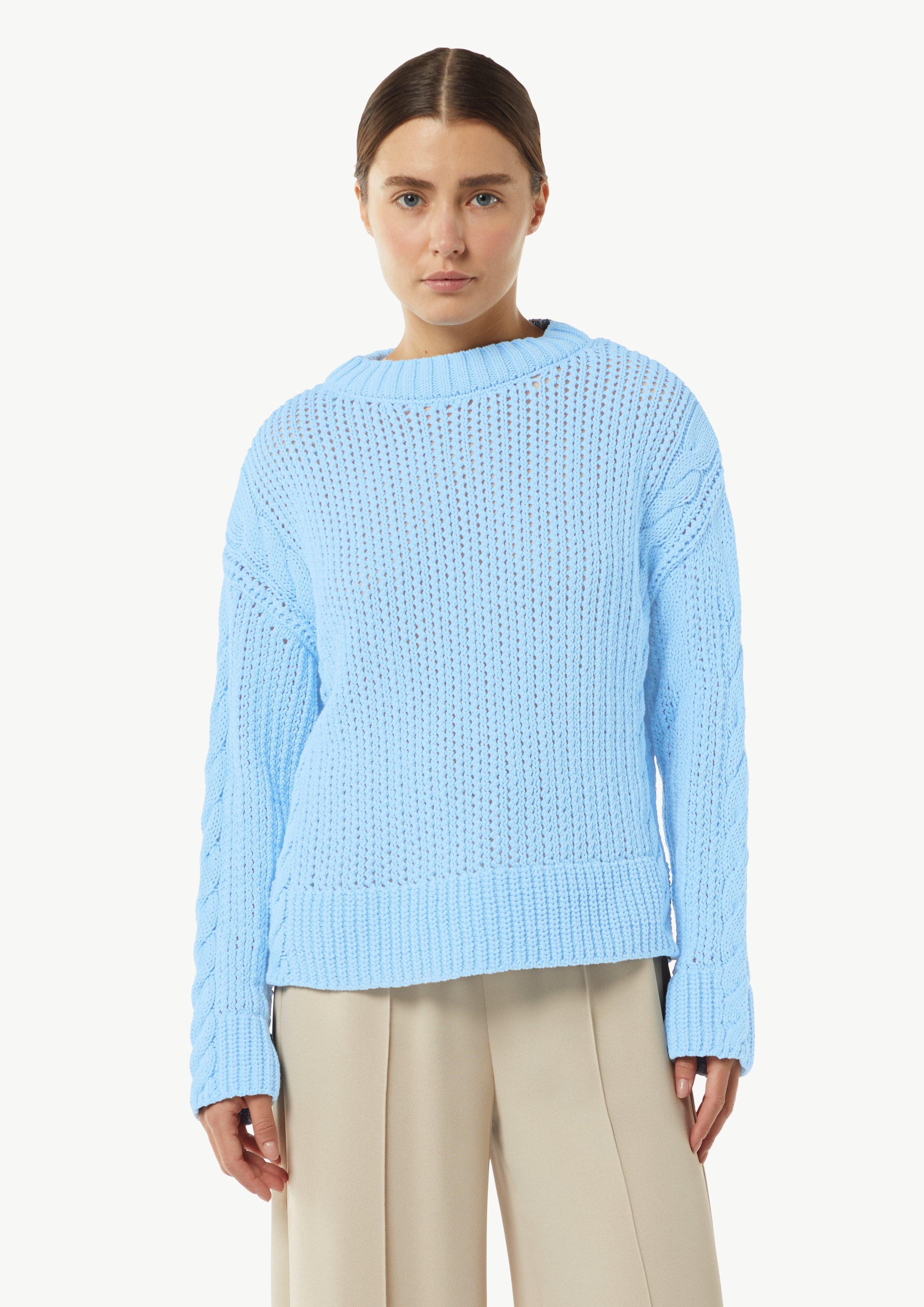 Langarmshirt Kurzer Strickpullover mit Zopfmuster-Details
