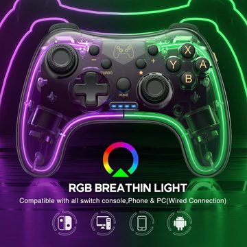 HYTIREBY RGB Switch Pro Controller (Schwarz) Nintendo-Controller (für Nintendo Switch / PC)