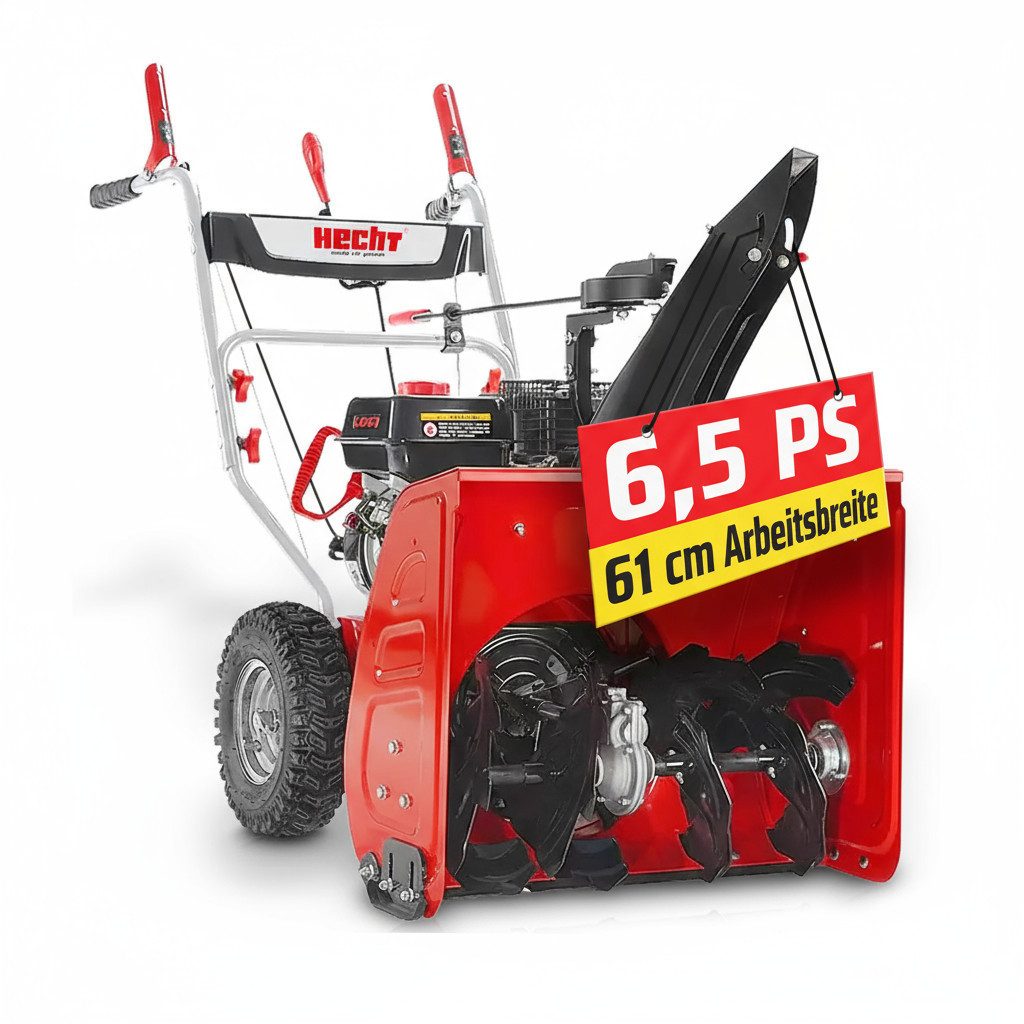 Hecht Benzin-Schneefräse 2-stufig mit Radantrieb 13 m Auswurfsweite 51 cm Arbeitshöhe, 61,00 cm Arbeitsbreite, 8 Gänge - 190° Auswurfschacht