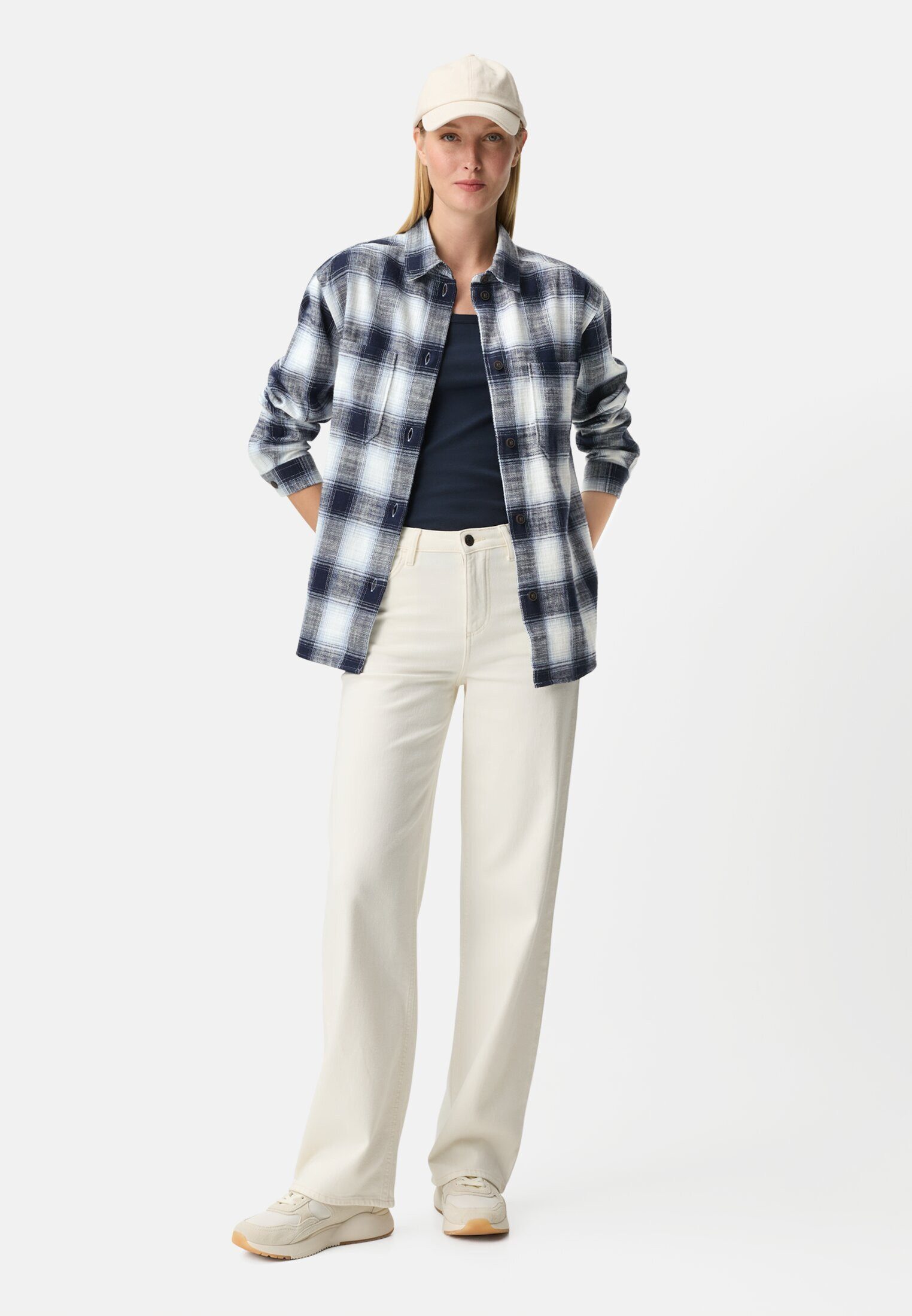 camel active Hemdbluse Karobluse mit Brusttasche Langarm kariert