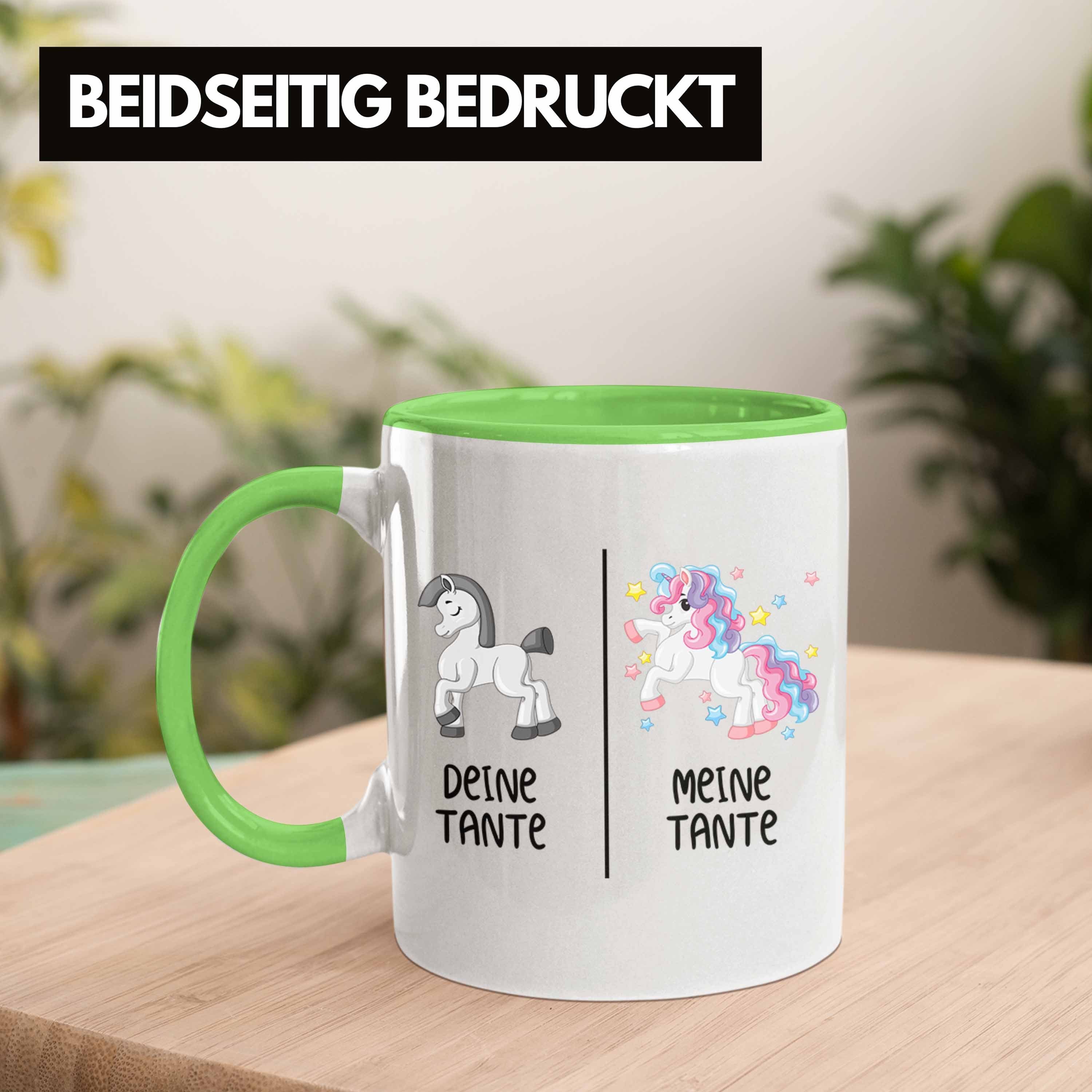 Coole Grün Tasse Trendation Spruch Tante Tante mit Beste Kaffeetasse Trendation - Tasse Einhorn für Tante Geschenk