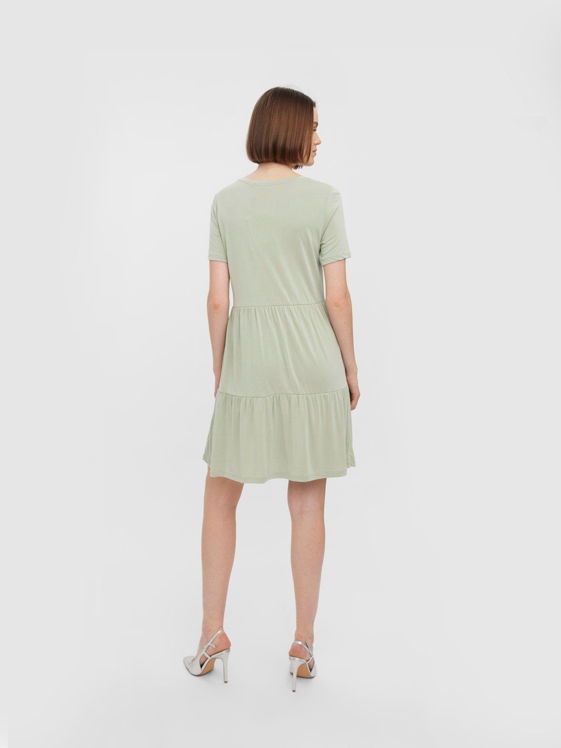 Vero Moda Shirtkleid Kurzes Kurzarm Tunika Blusenkleid mit für Damen (kurz, 1-tlg) TENCEL™ Lyocell nachhaltig Regulär geschnitten Fit Rundhals – Bild 4 von 5