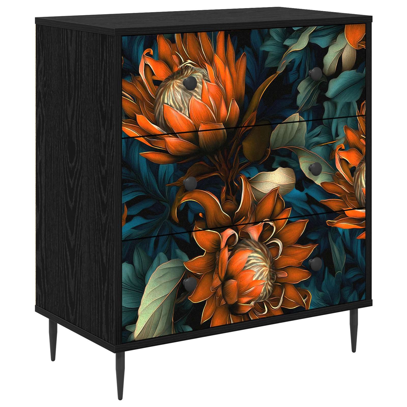 vidaXL Schranksystem Kommode LOCHEM Orangenmuster 66 x 36,5 x 76 cm Holzwerkstoff (1-St)