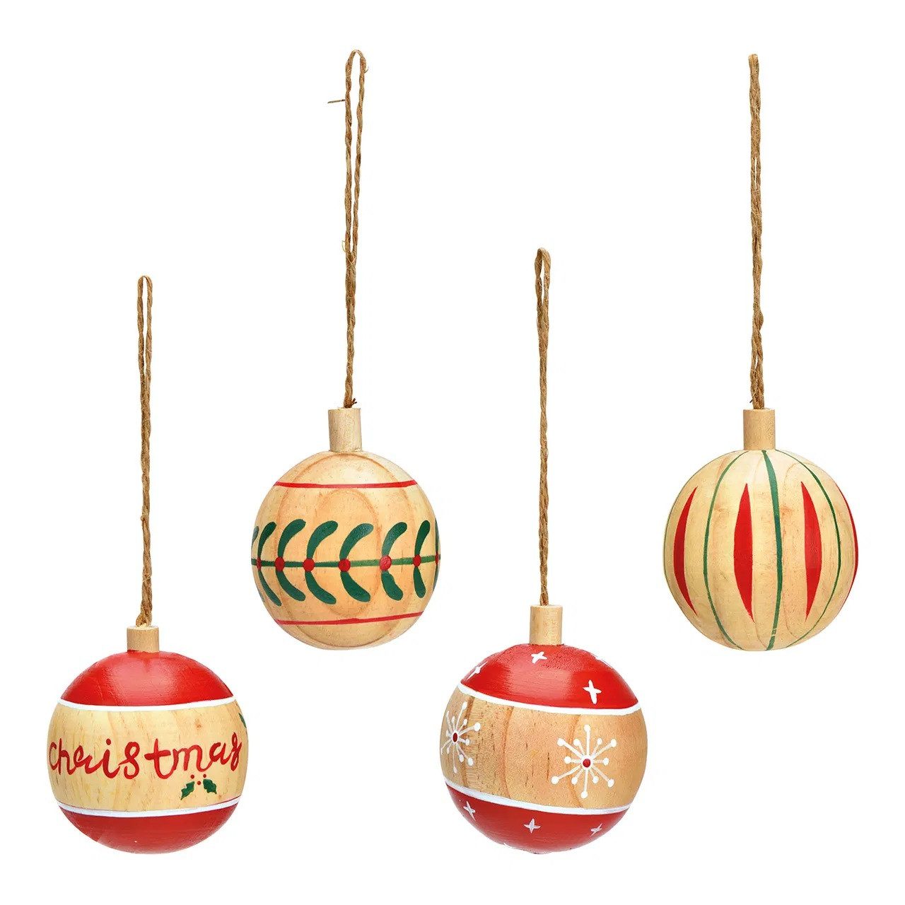 Interdesign24 Weihnachtsbaumkugel Wood (12 St), aus Holz 12 Stück Rot Grün
