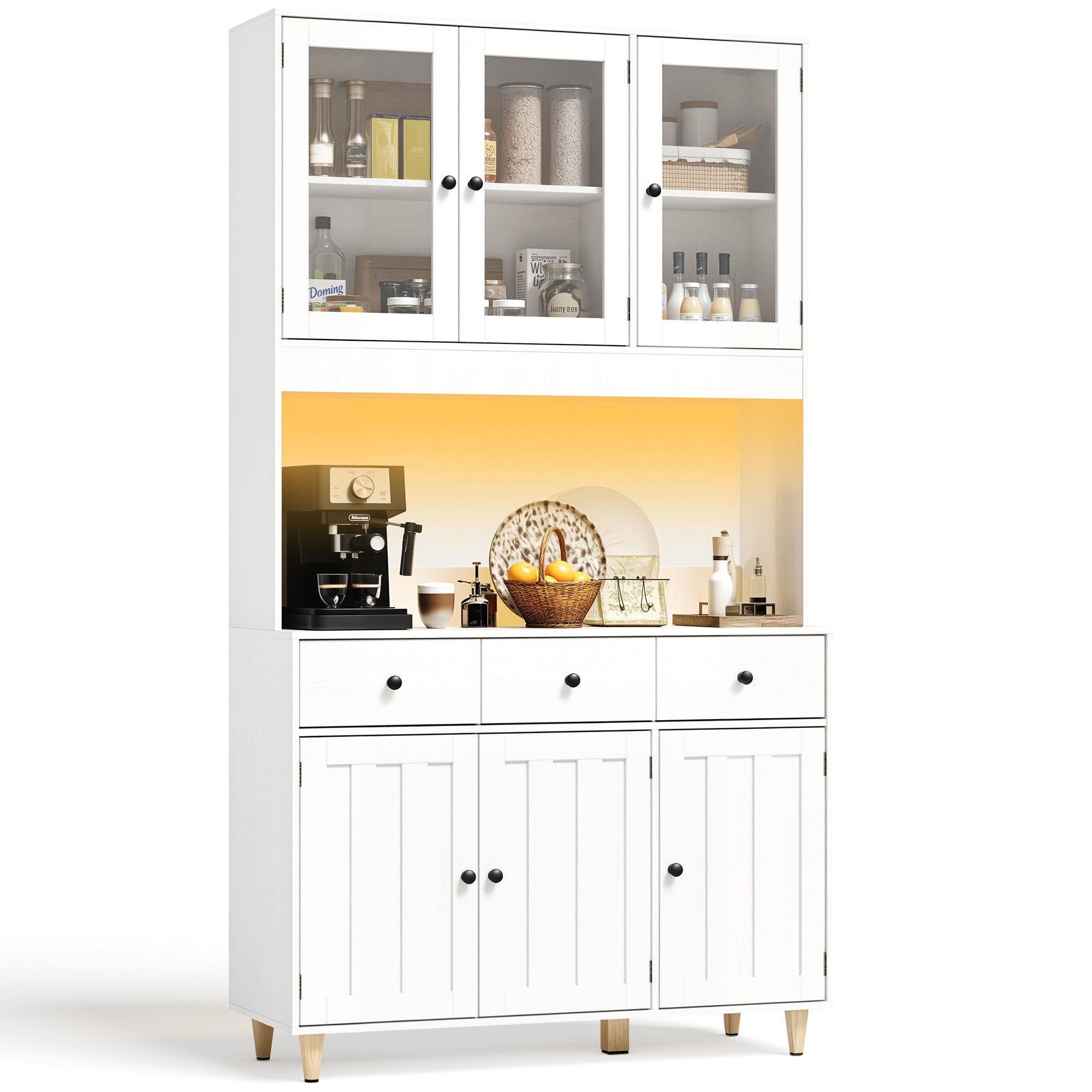 Bealife Sideboard Küchenschrank mit Arbeitsplatte und 3 Schubladen